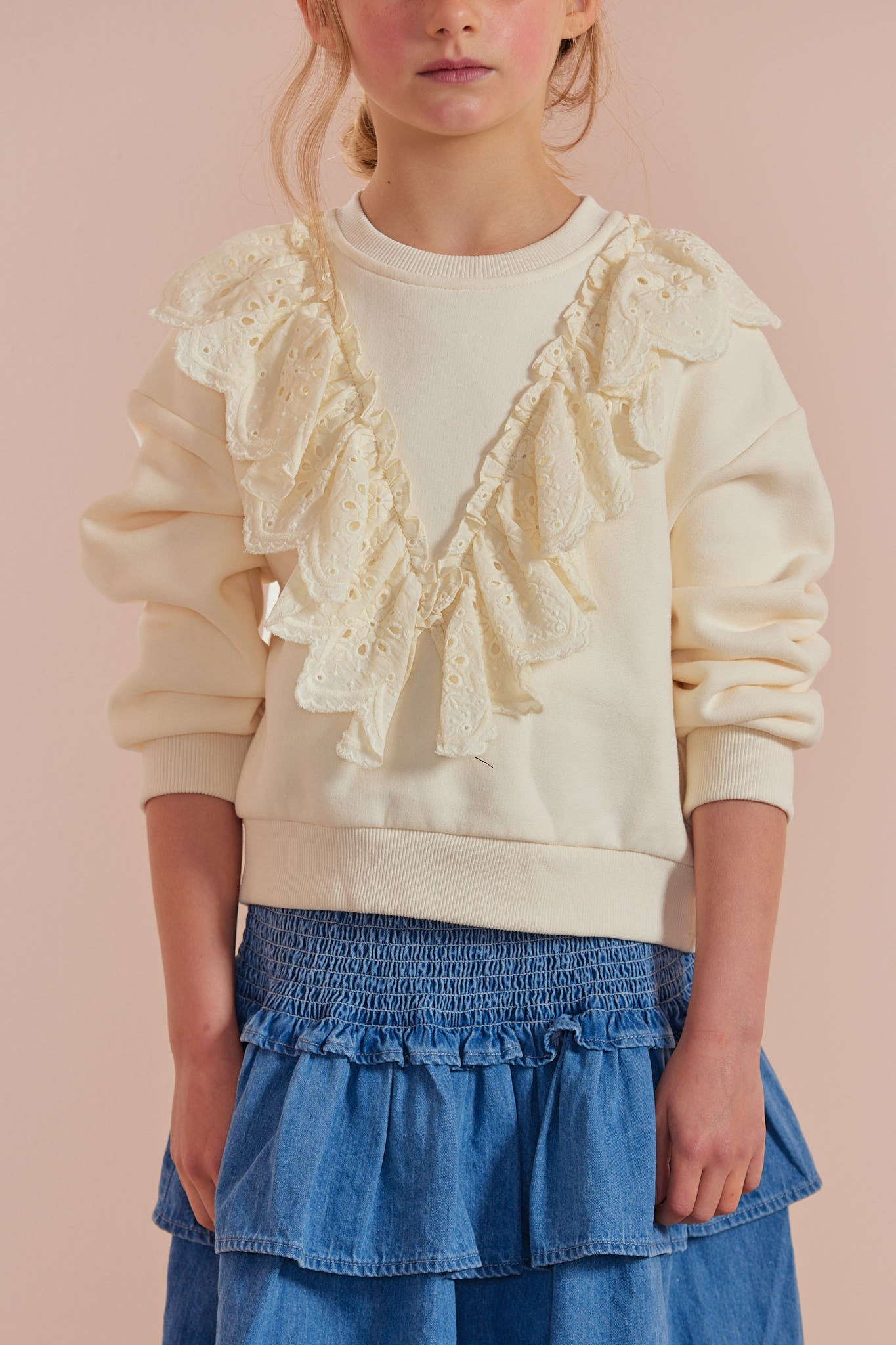Lace Ruffle Sweat Top