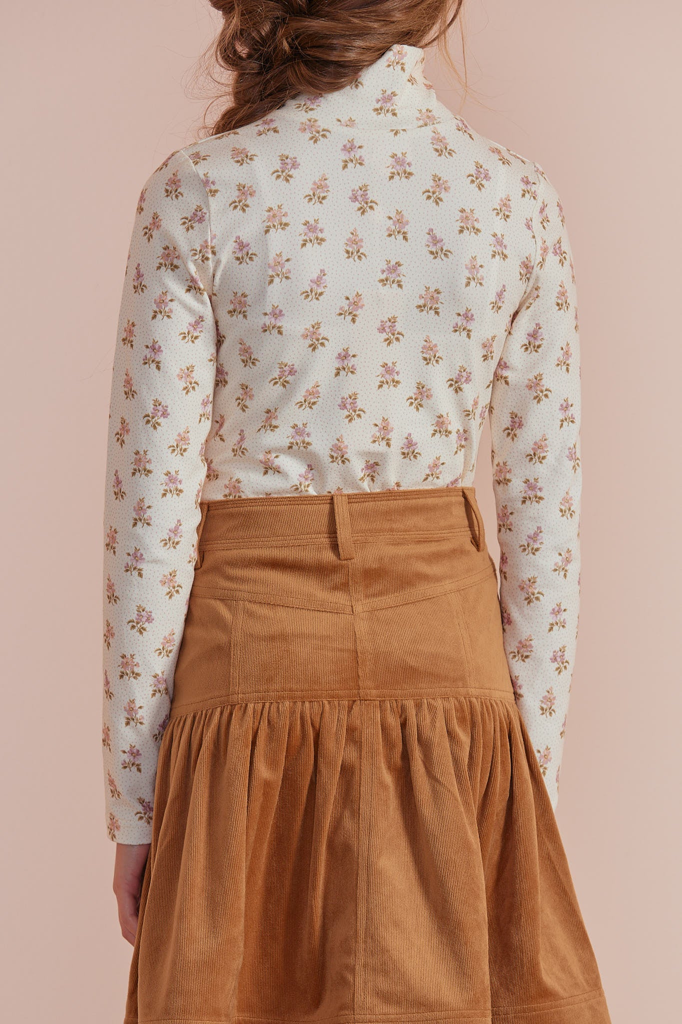 Printed Jersey Turtleneck - Cream