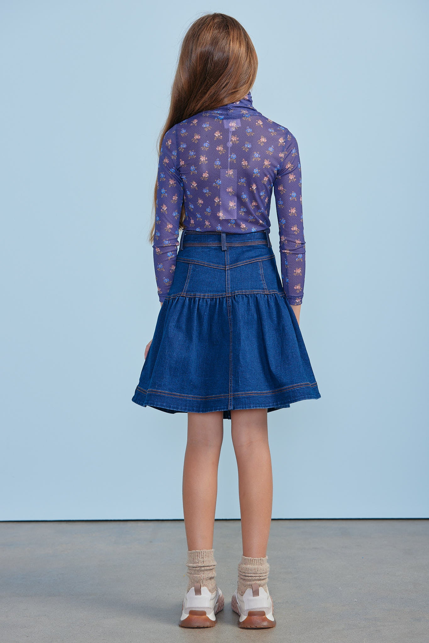Printed Jersey Turtleneck - Navy