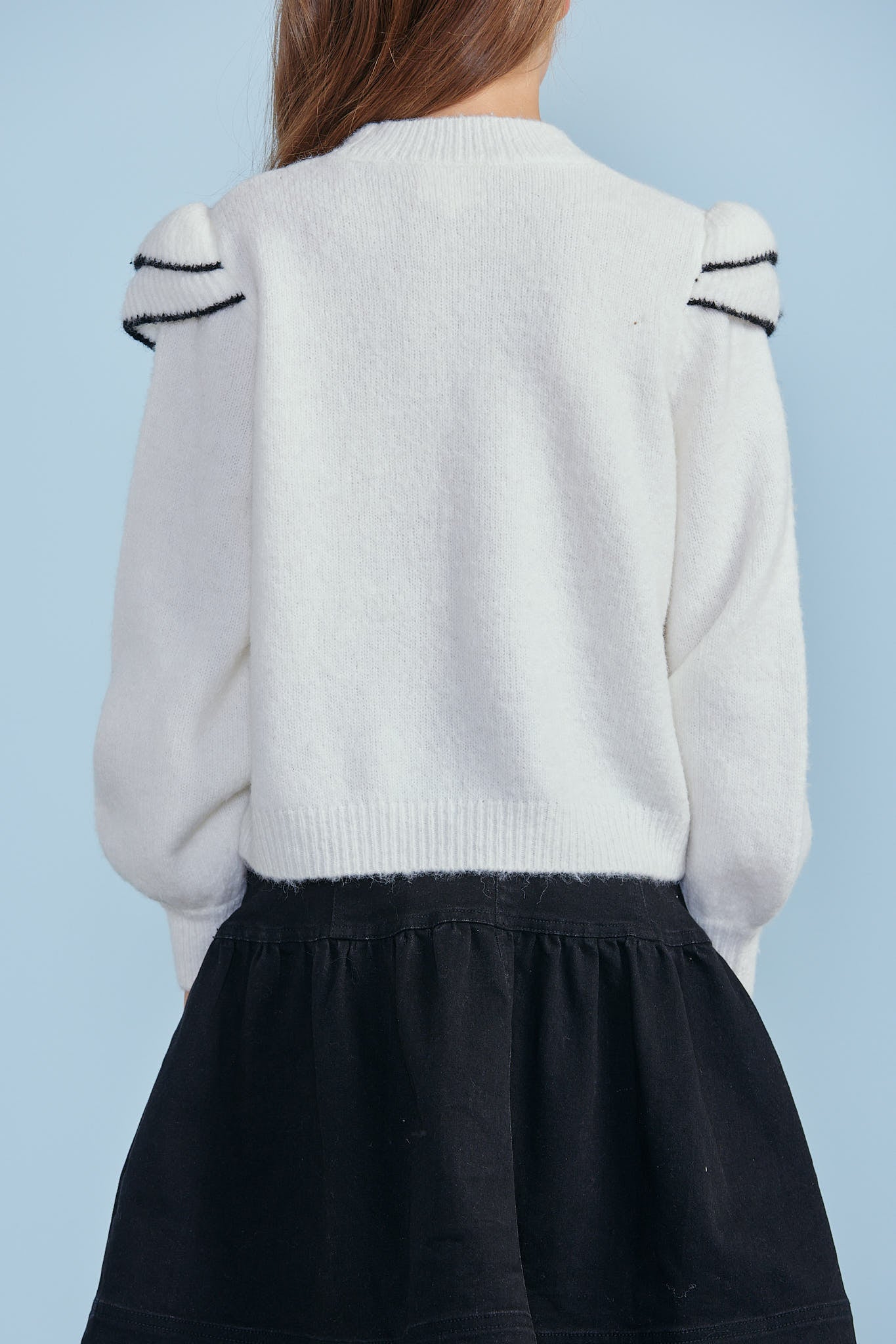 Black Tipped Ruffle Cosy Knit Sweater