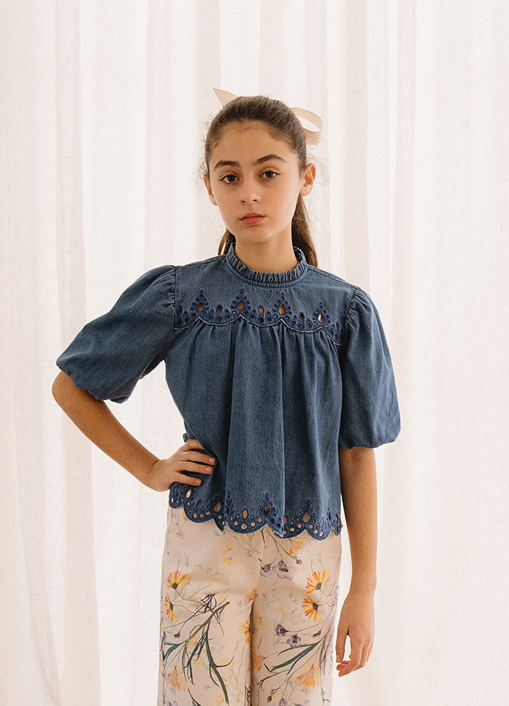 Chambray Cut Out Blouse