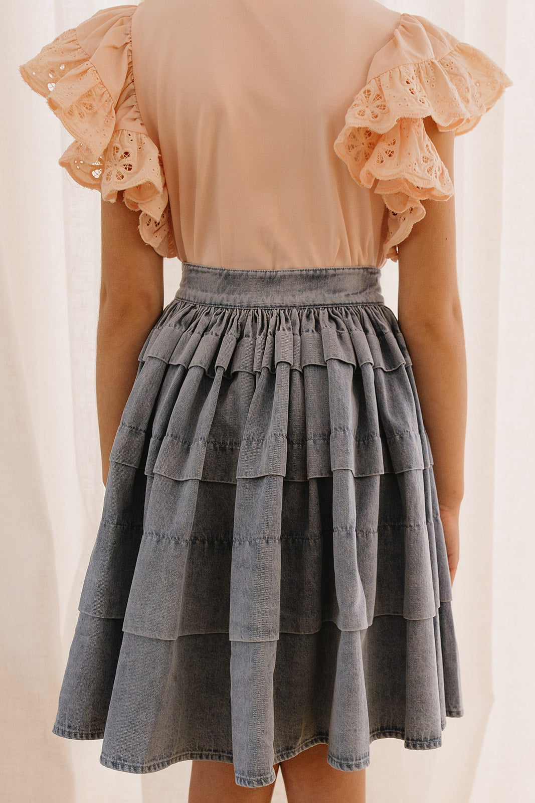 Chambray Pleated Skirt