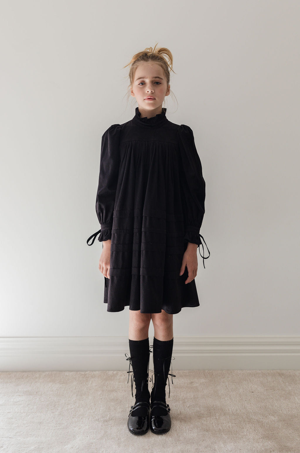 Black Cord Dress with Ribbons