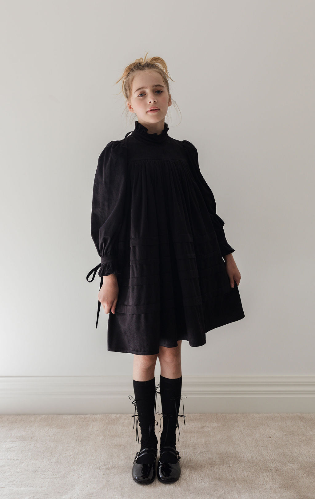 Black Cord Dress with Ribbons