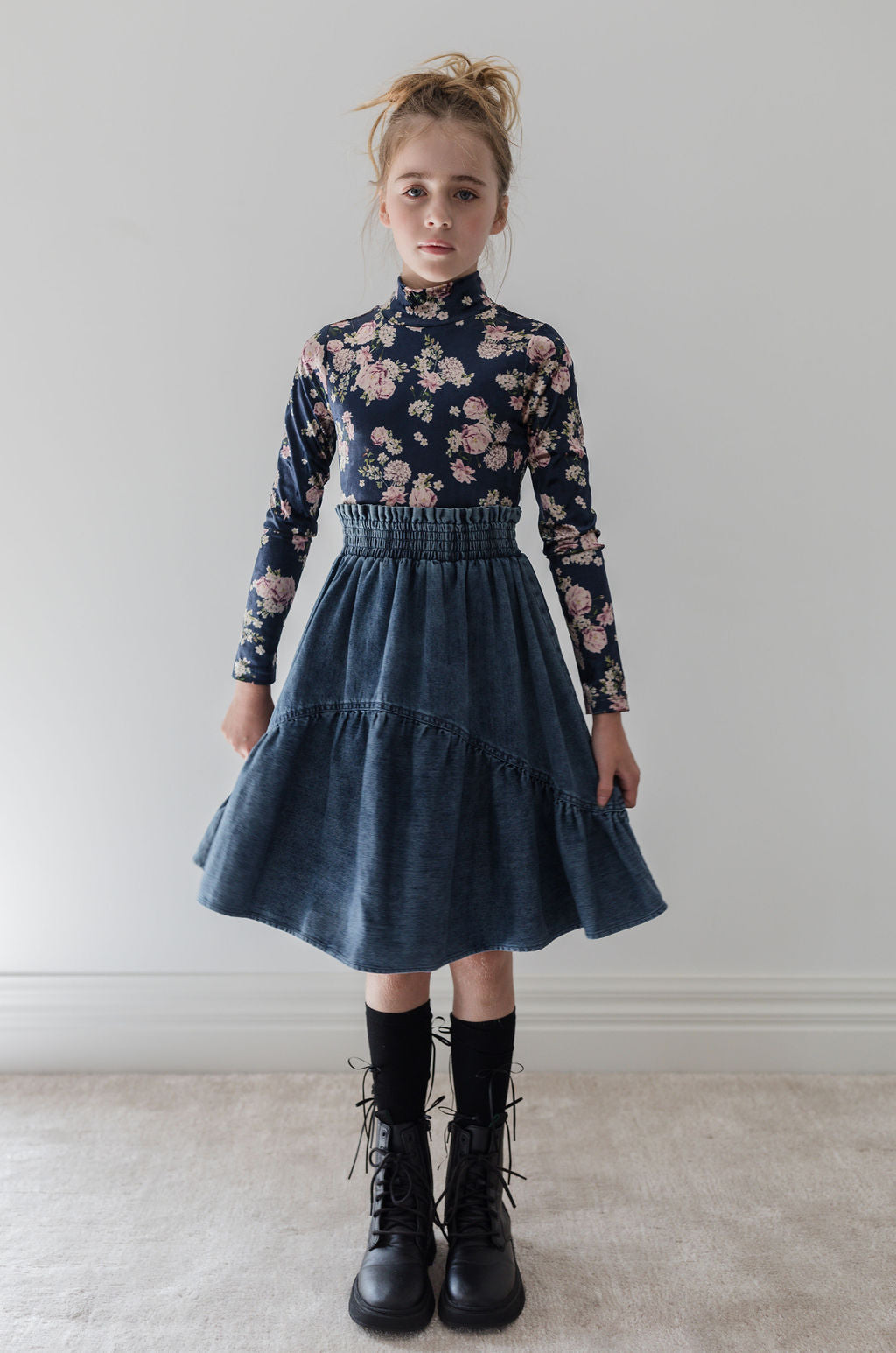 Vintage Wash Chambray Full Skirt