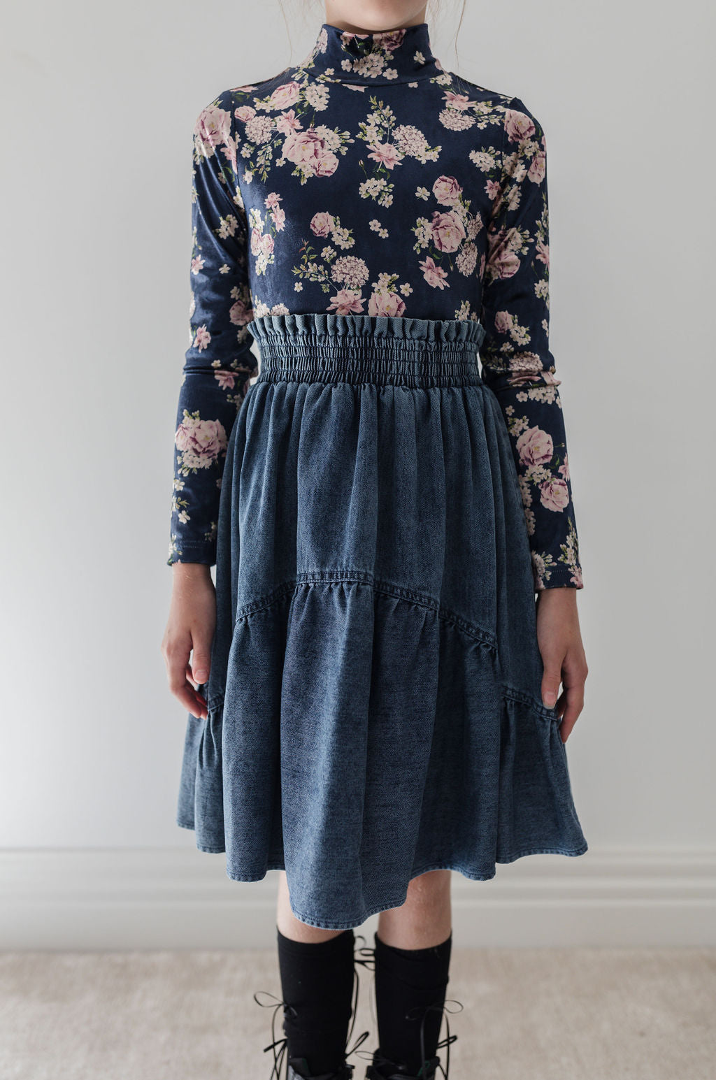 Vintage Wash Chambray Full Skirt
