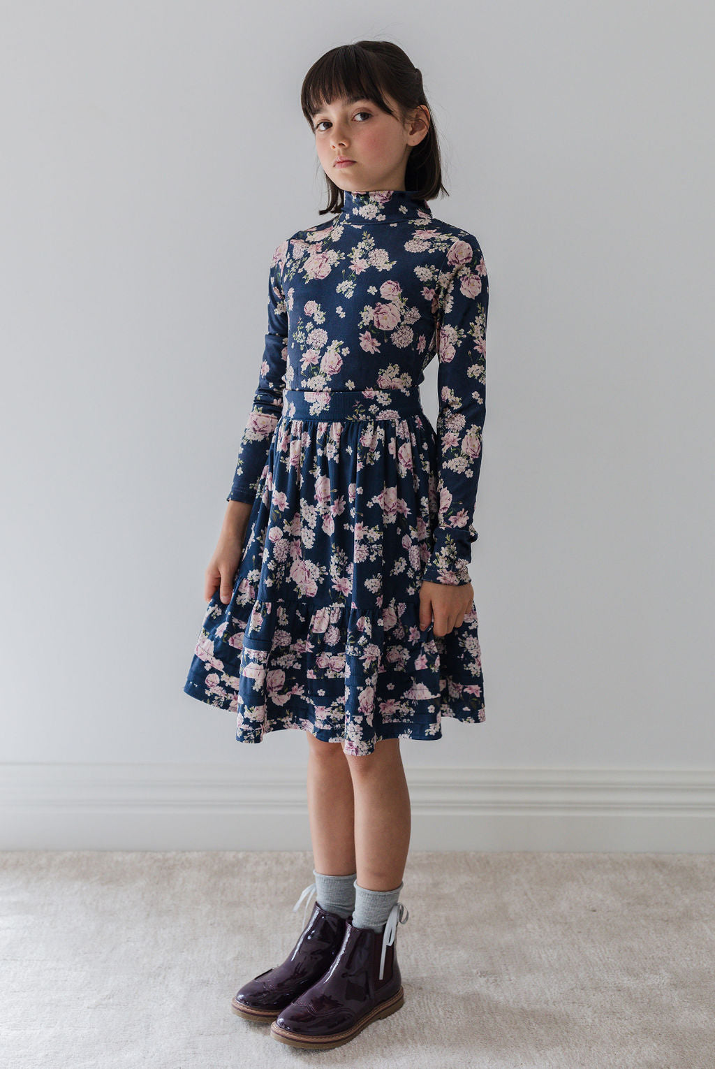 Lilac Floral Velvet Turtleneck