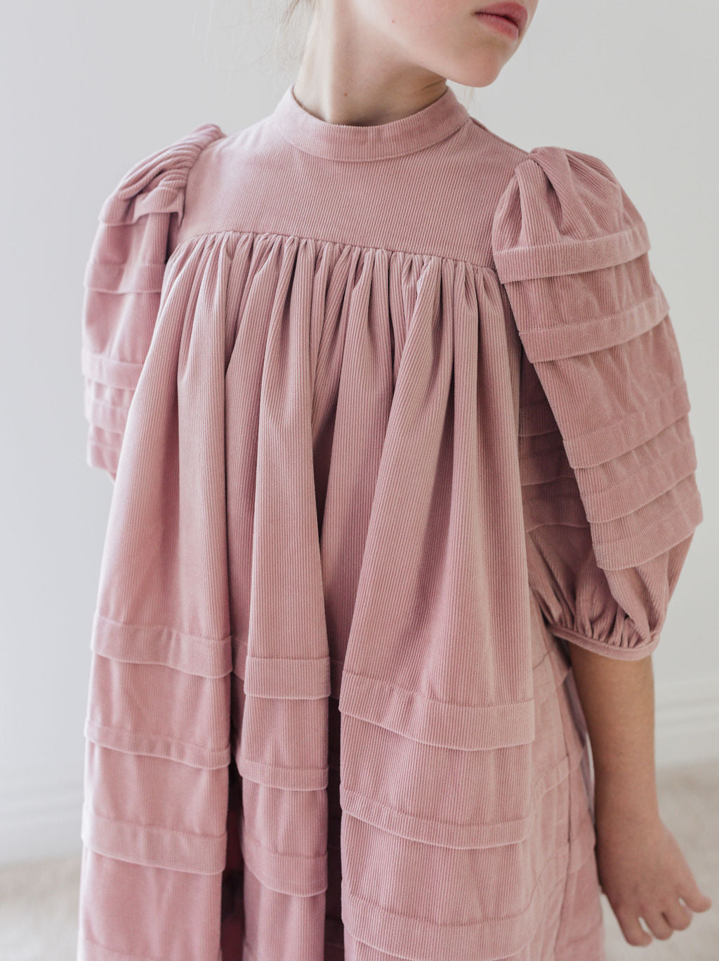 Dusty Lilac Cord Dress with Pleats
