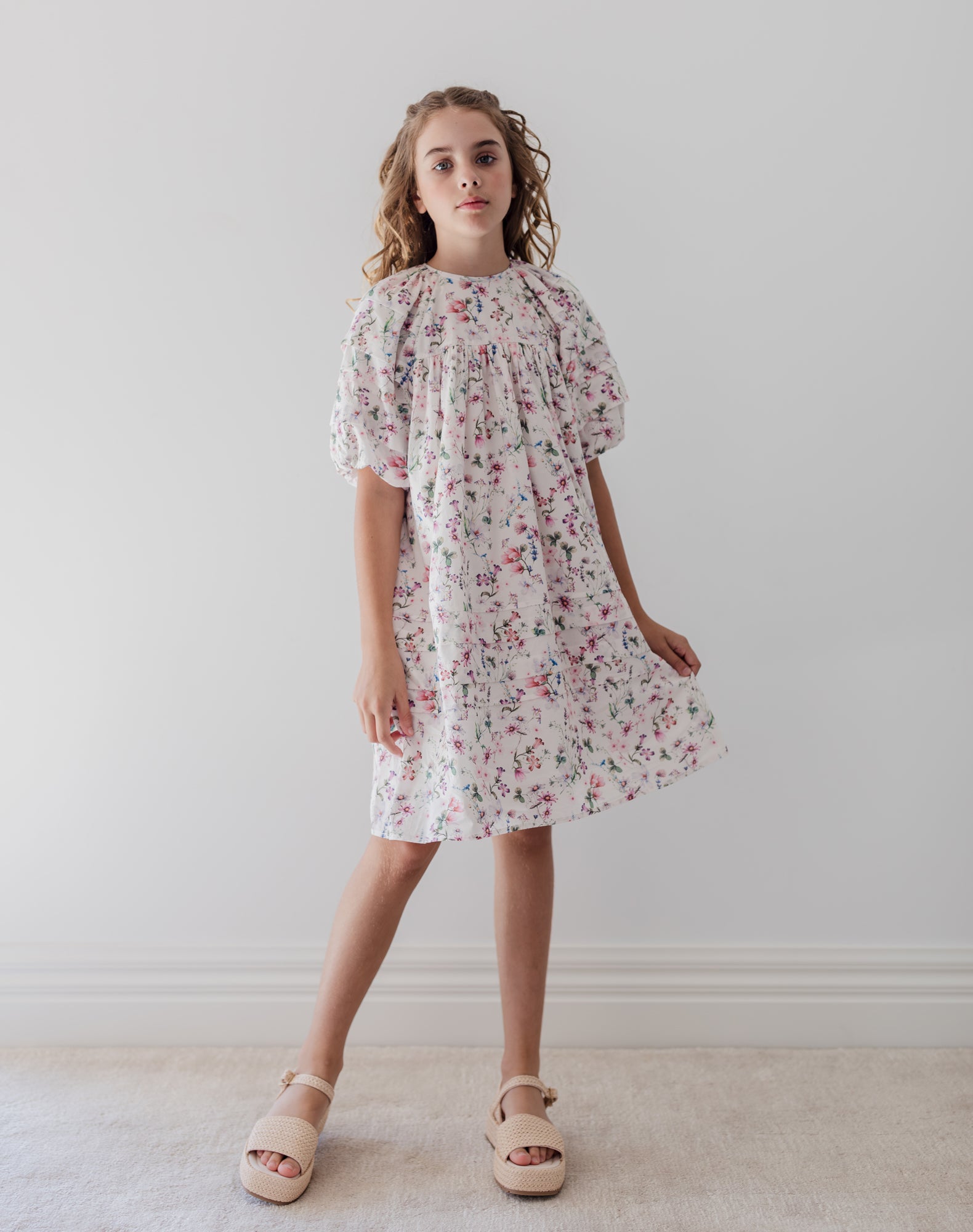 Whispy Floral Print Voile Dress