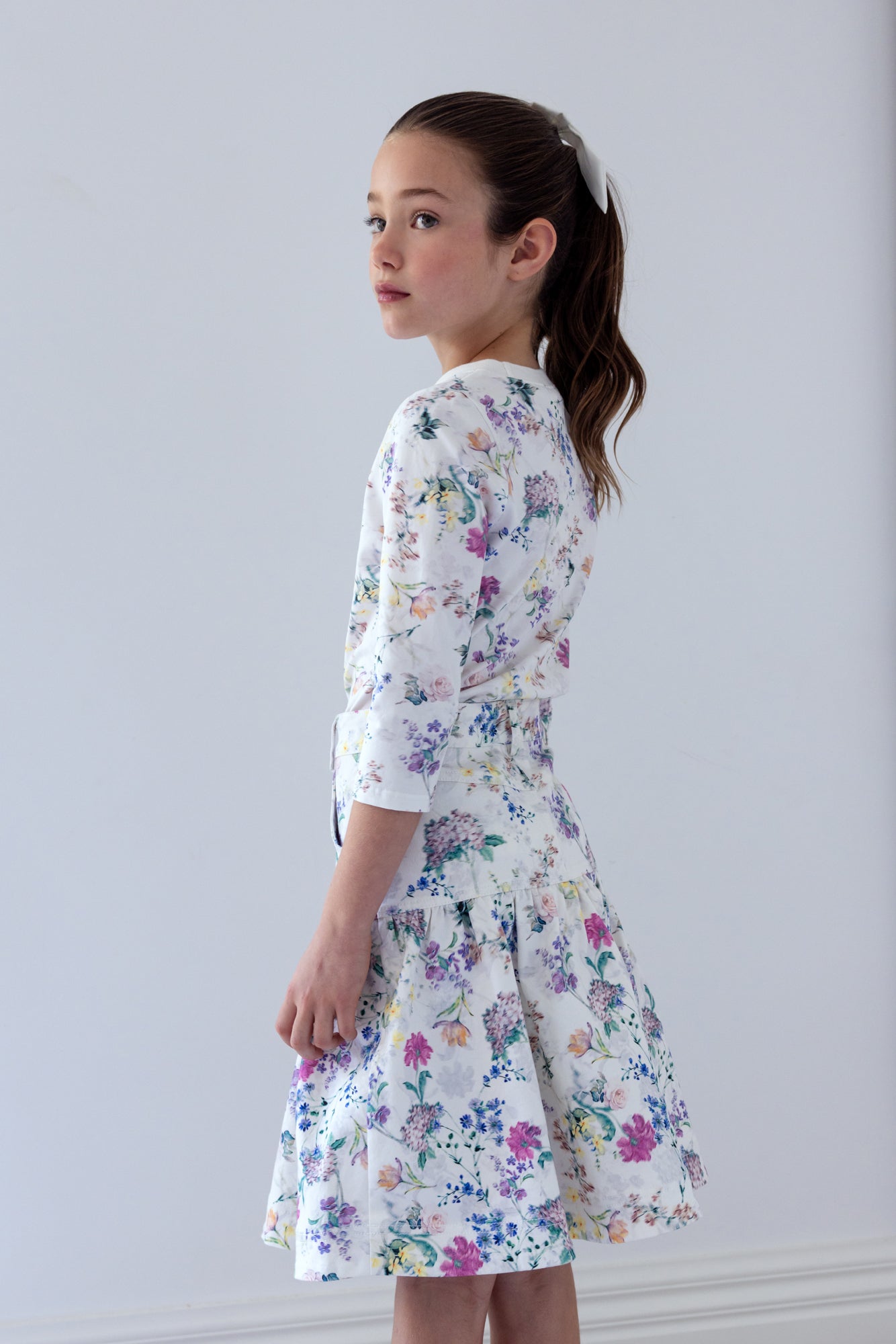 Elbow Sleeve Garden Print T-Shirt