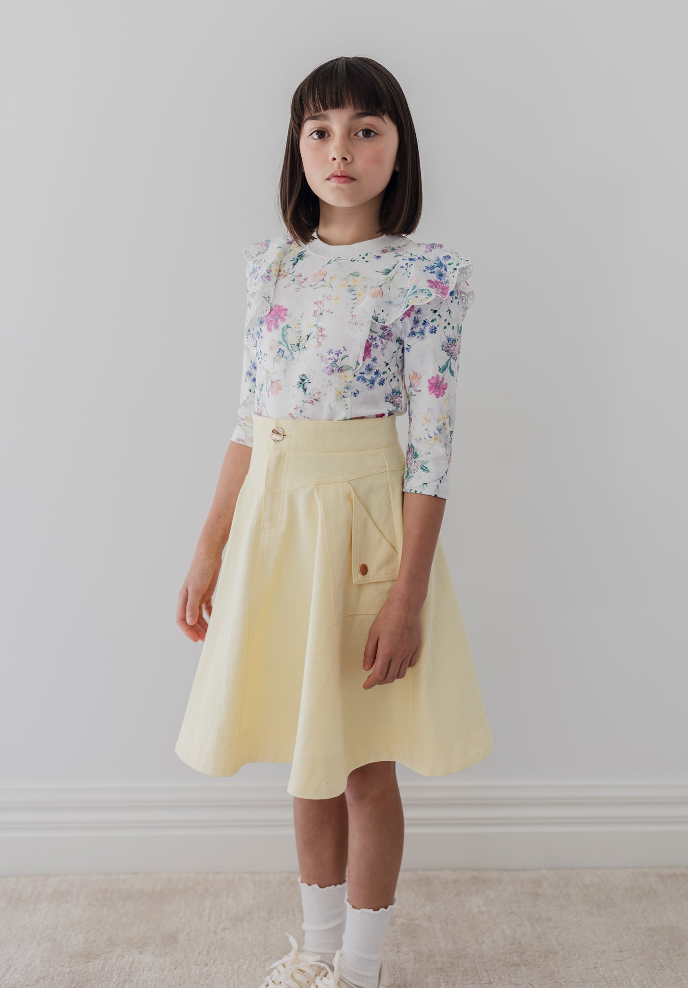 Elbow Sleeve Garden Print T-Shirt