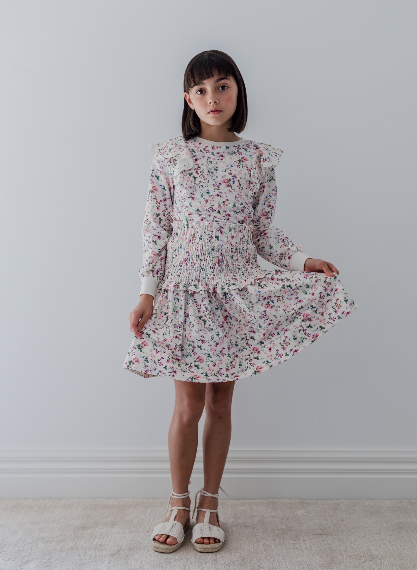 Whispy Floral Print Sweat Top