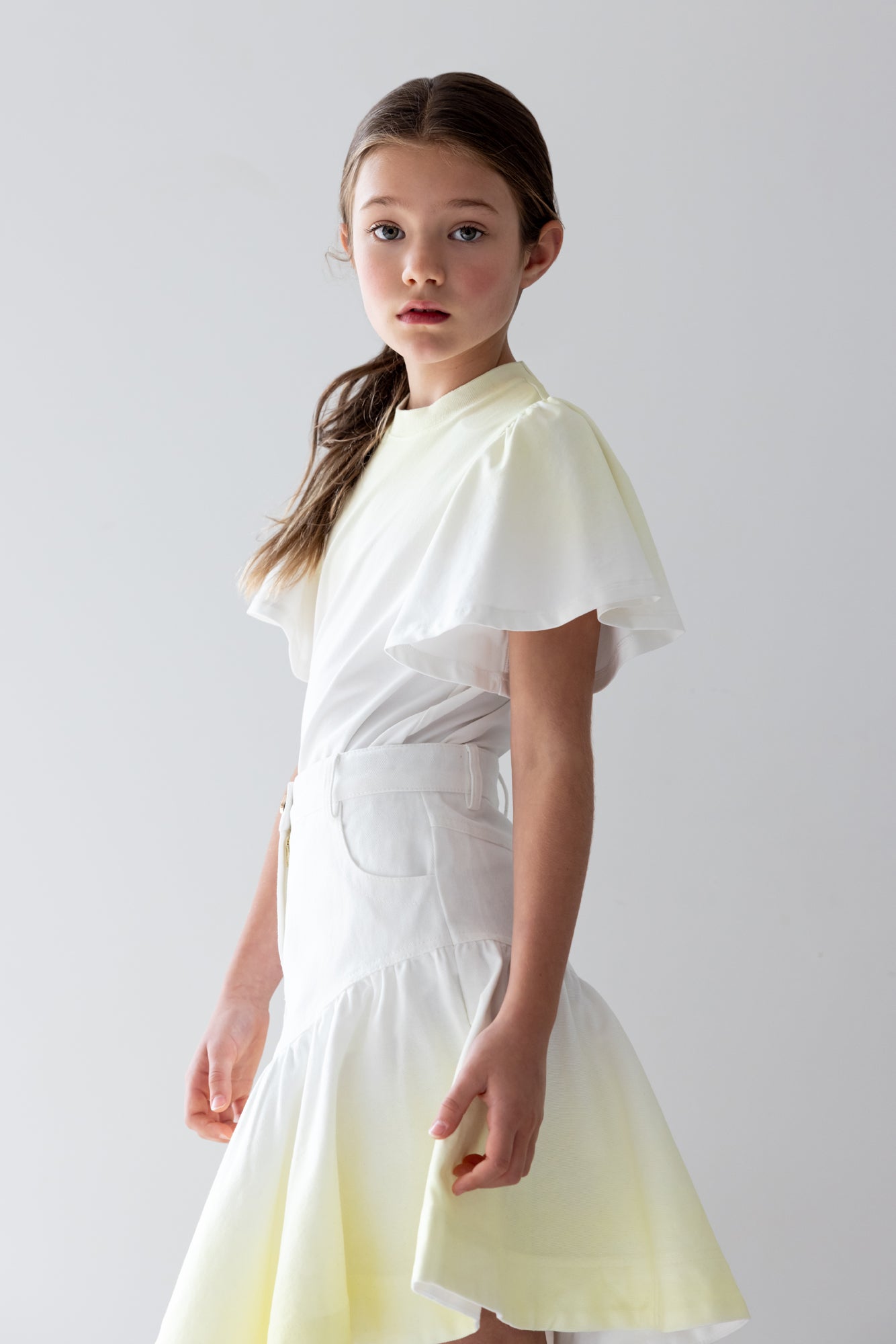 Fluted Hem Denim Skirt