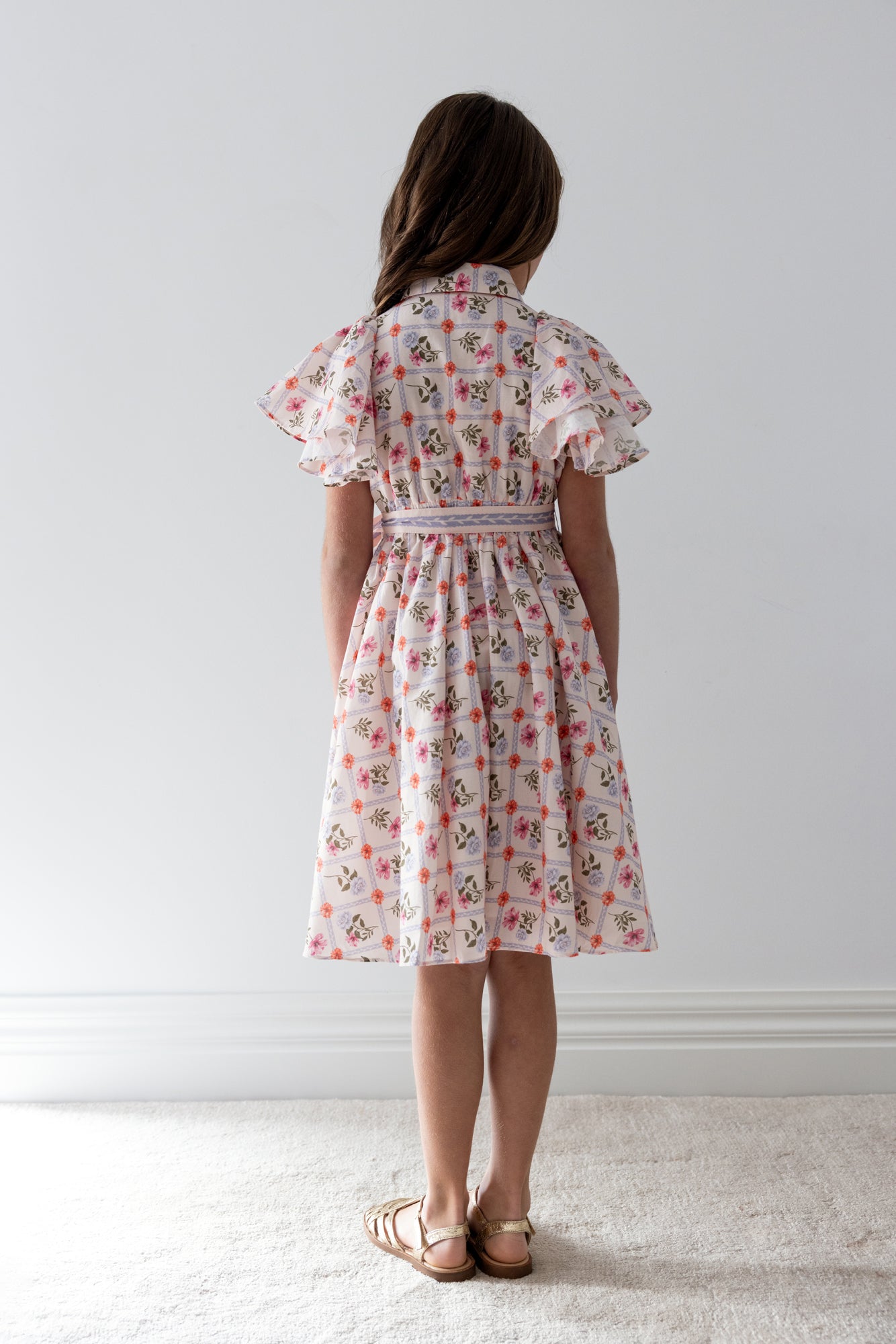 Flower Grid Shirt Dress