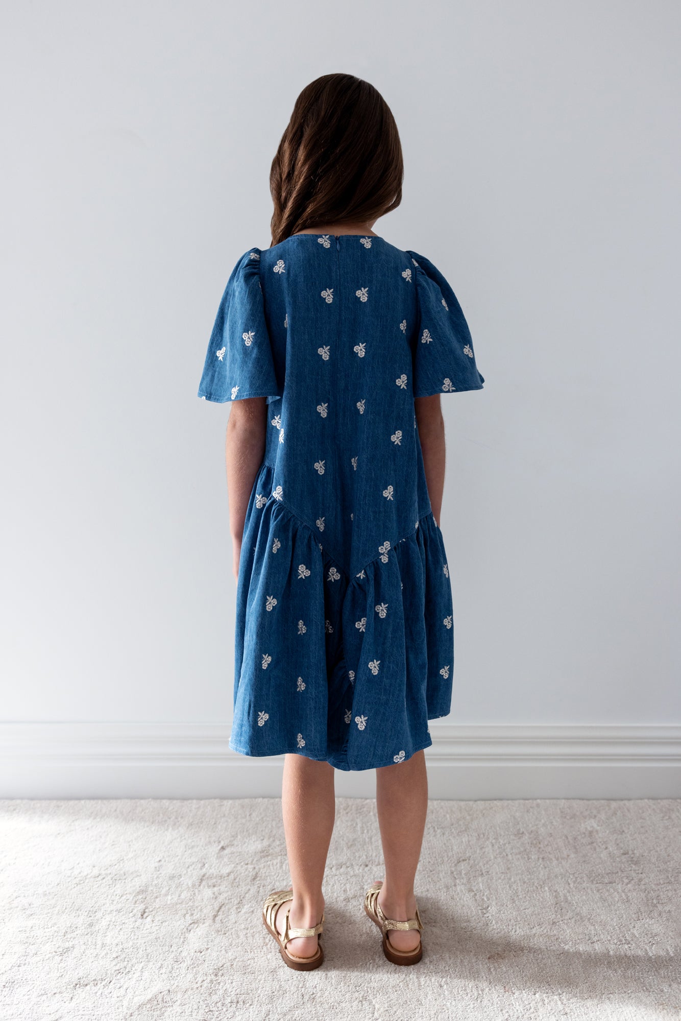 Embroidered Bud Chambray Dress