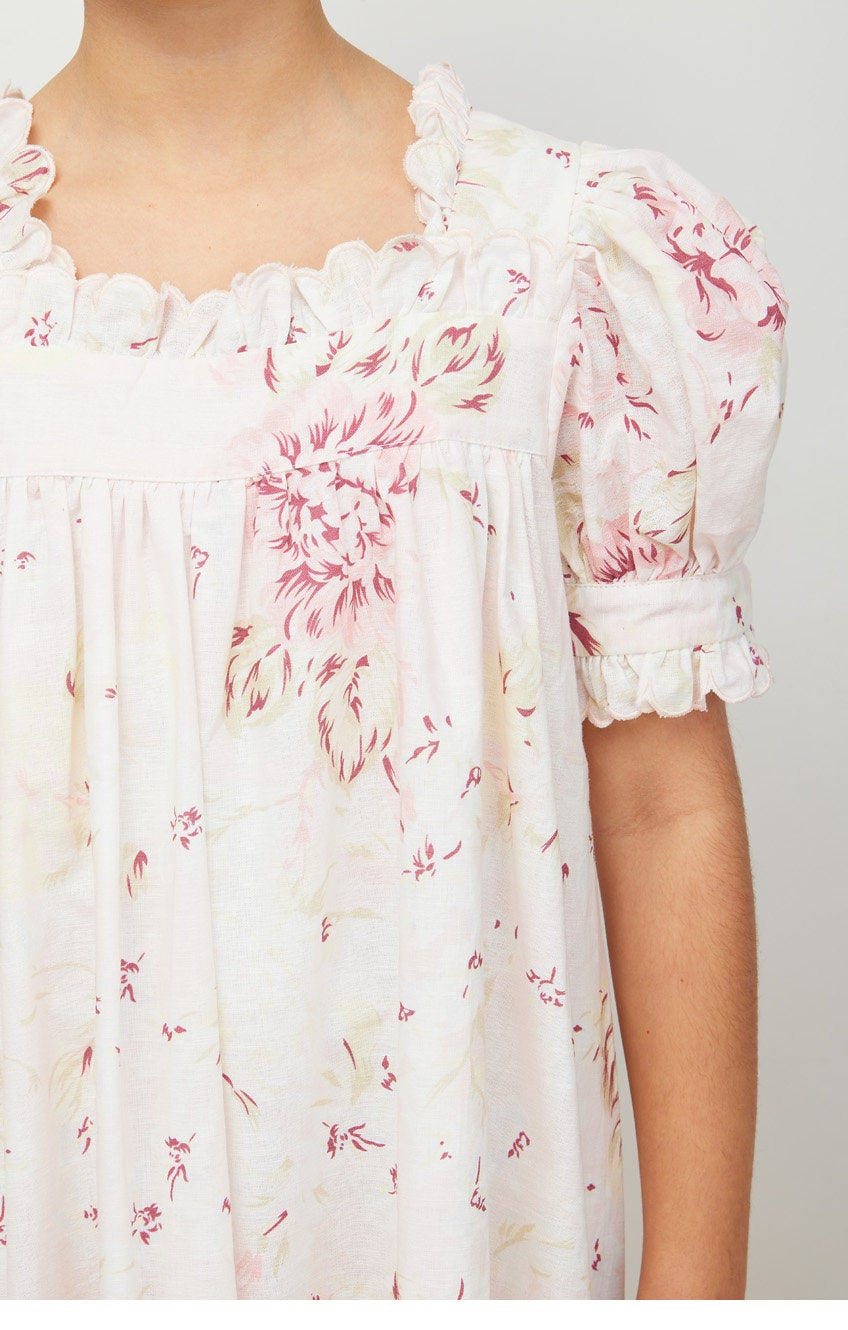 Emily Linen Smock Dress - Pink Print