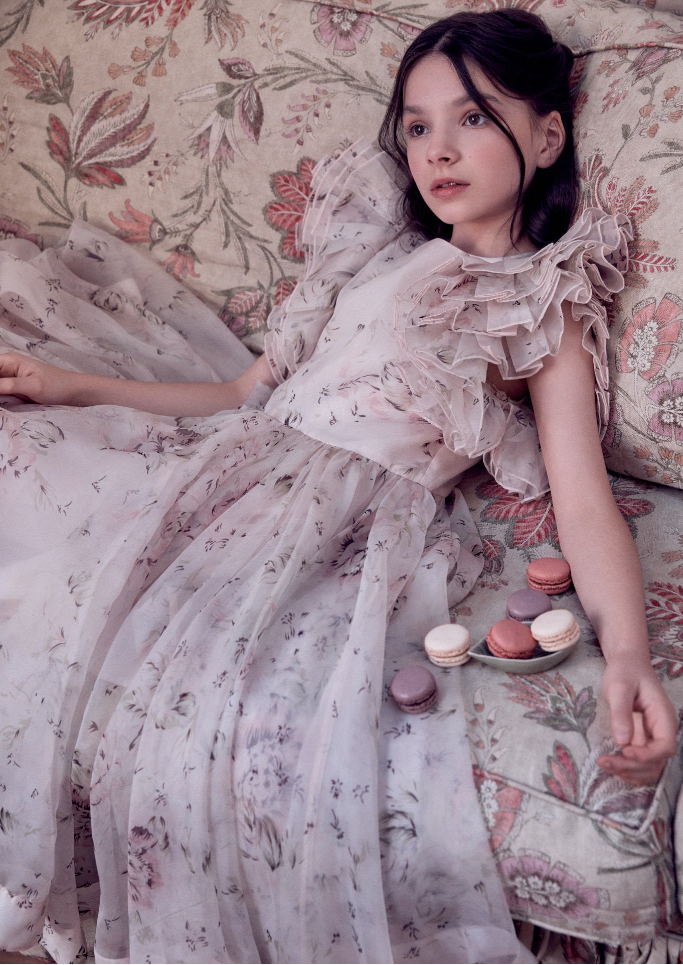 Rose Printed Organza Dress