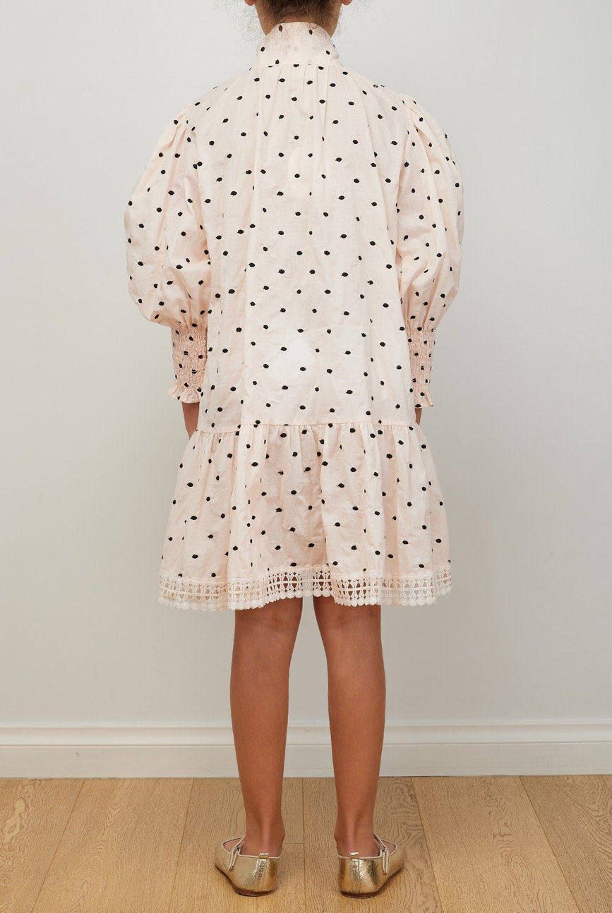 Embroidered Dot Pussybow Dress