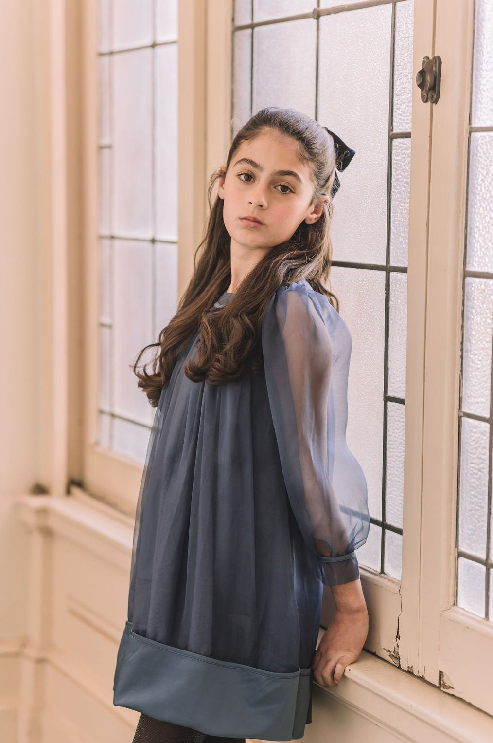 Organza Dress with Satin Hem