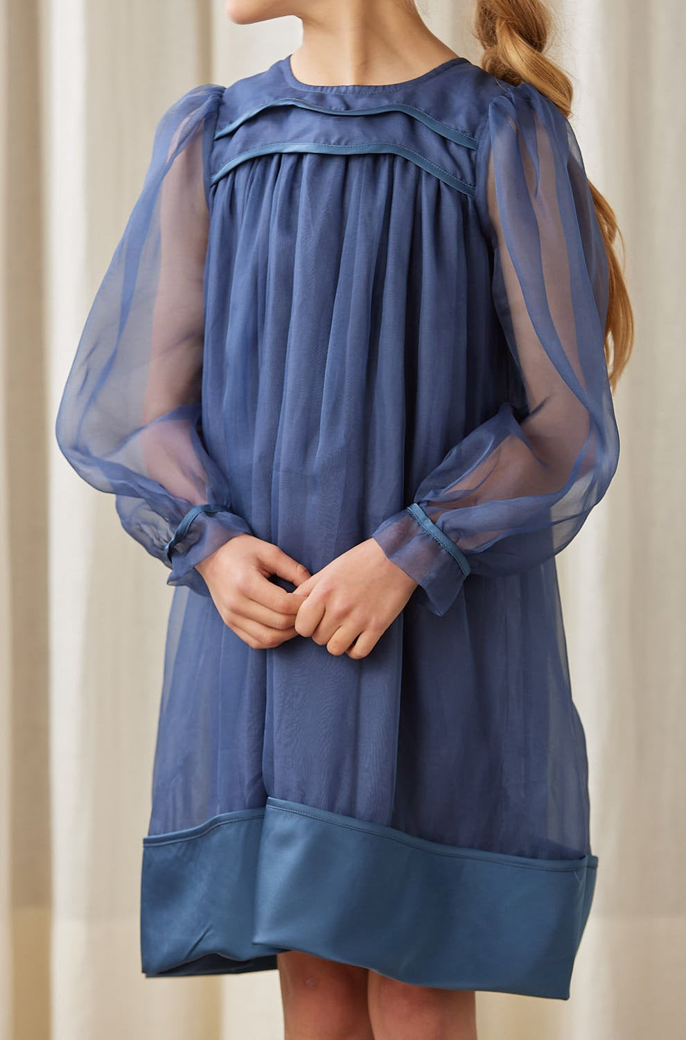Organza Dress with Satin Hem