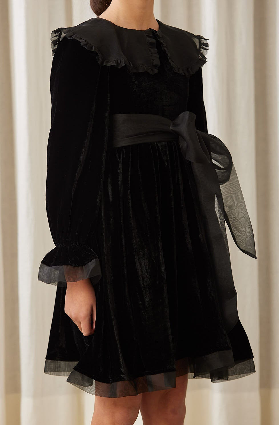 Velvet Dress with Organza Collar