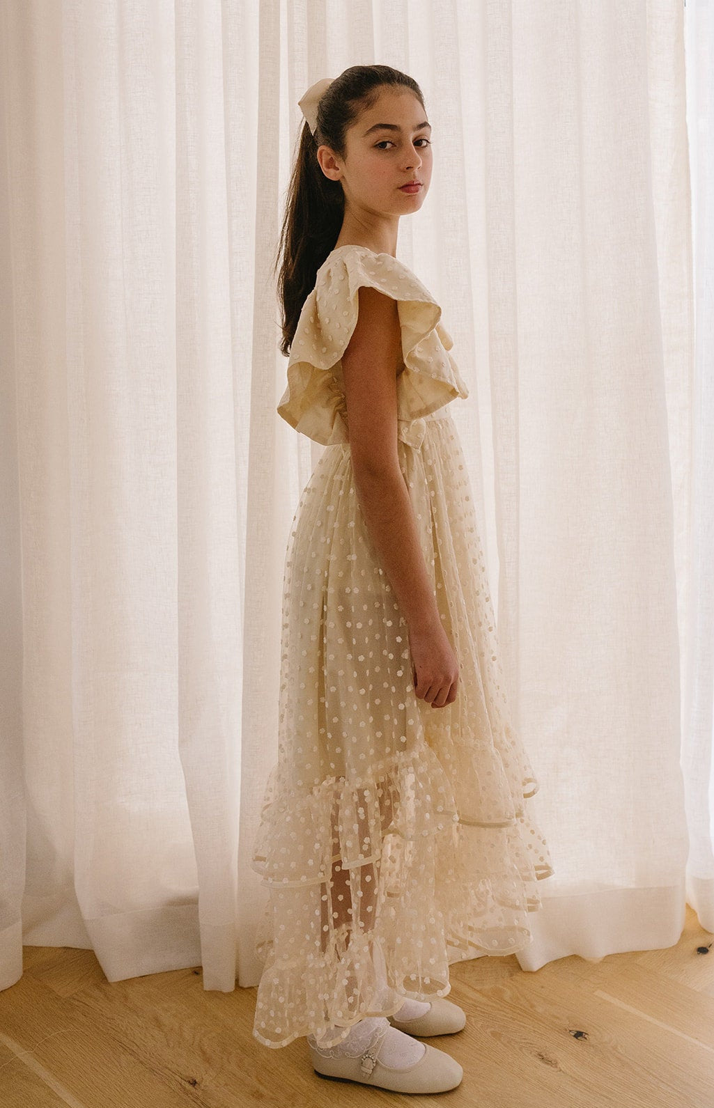 Embroidered Flower Bud Tulle Dress