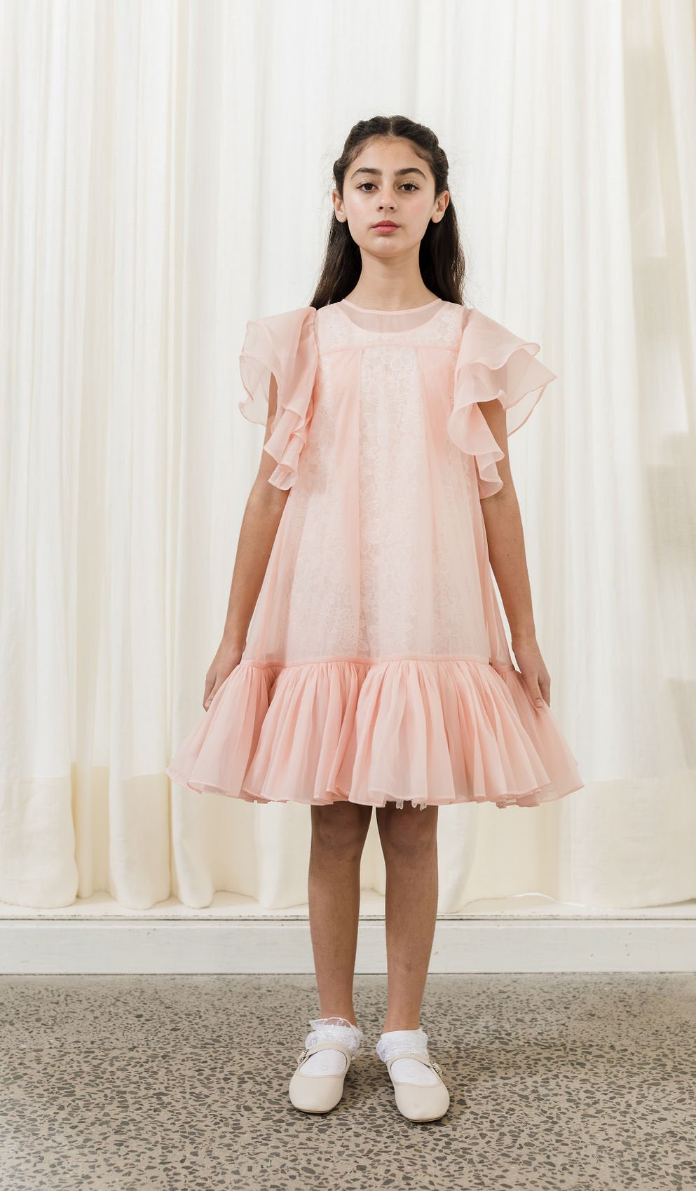 Organza Overlay Dress with Lace Slip