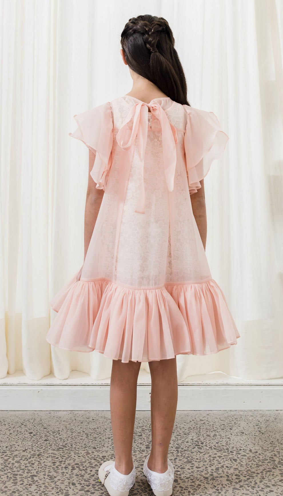 Organza Overlay Dress with Lace Slip