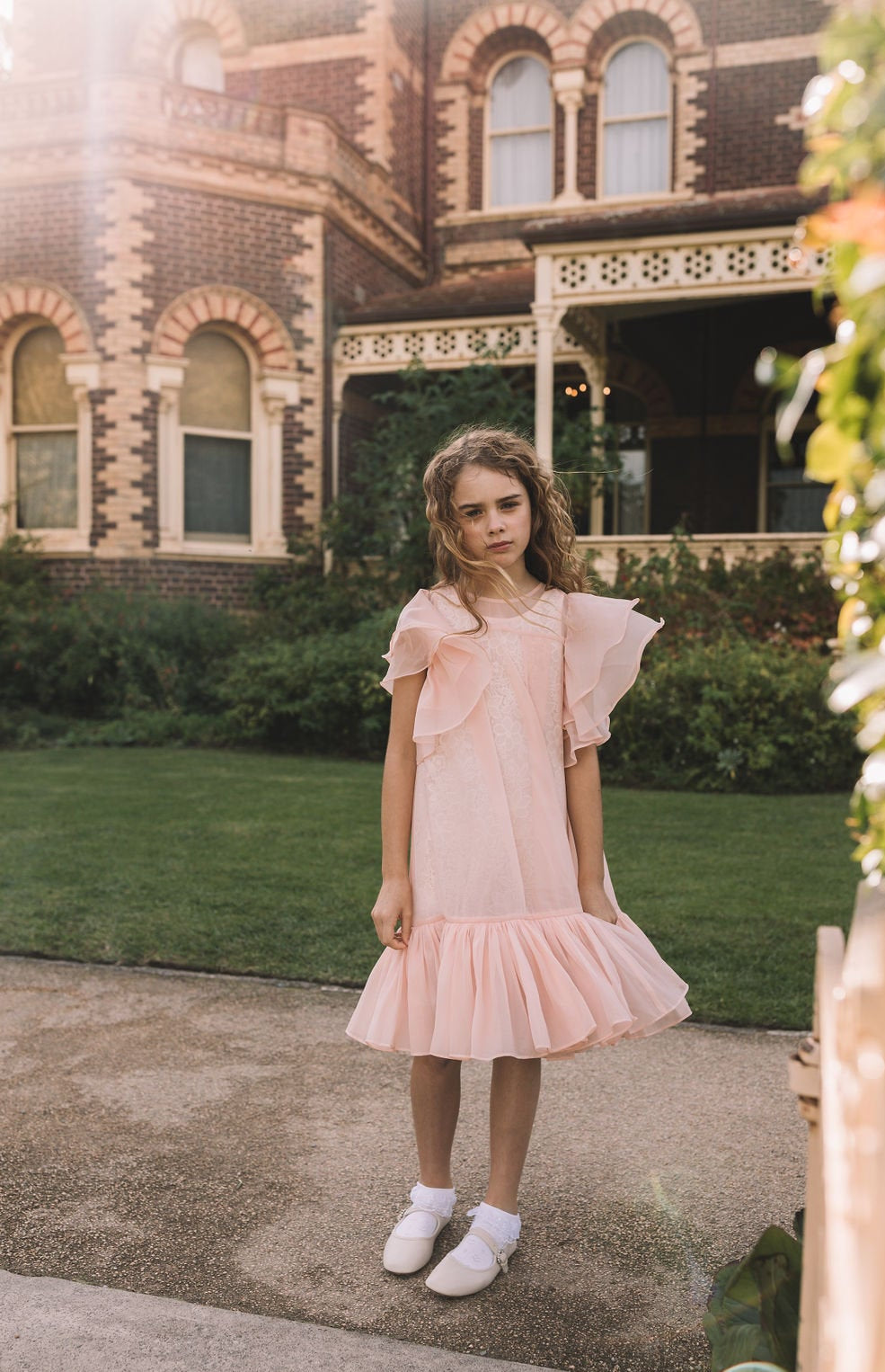 Organza Overlay Dress with Lace Slip
