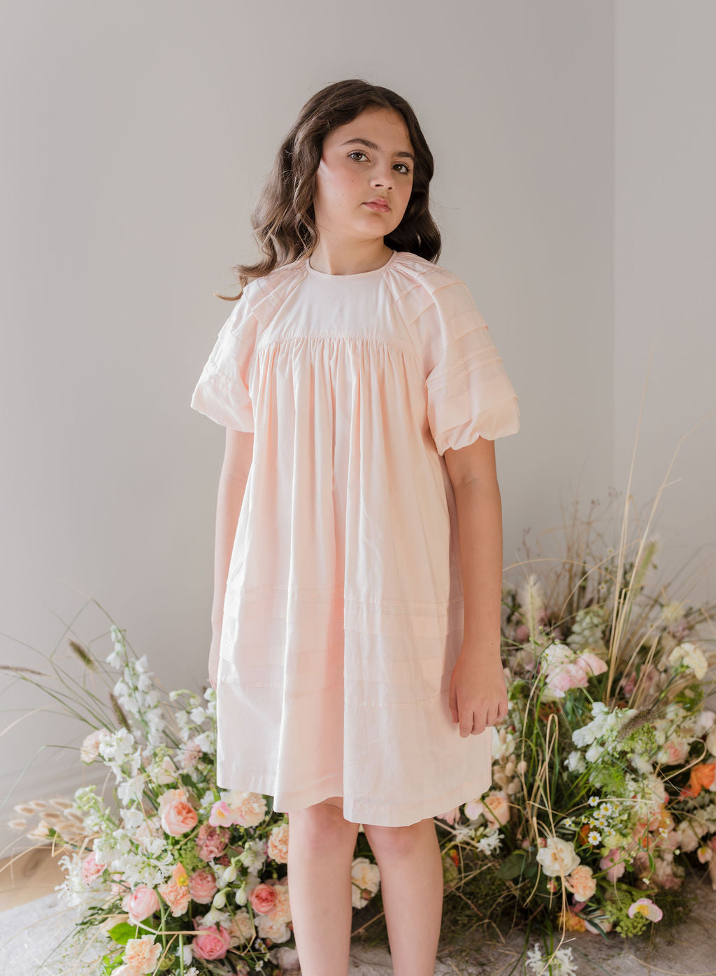 Pleat Detail Smock Voile Dress