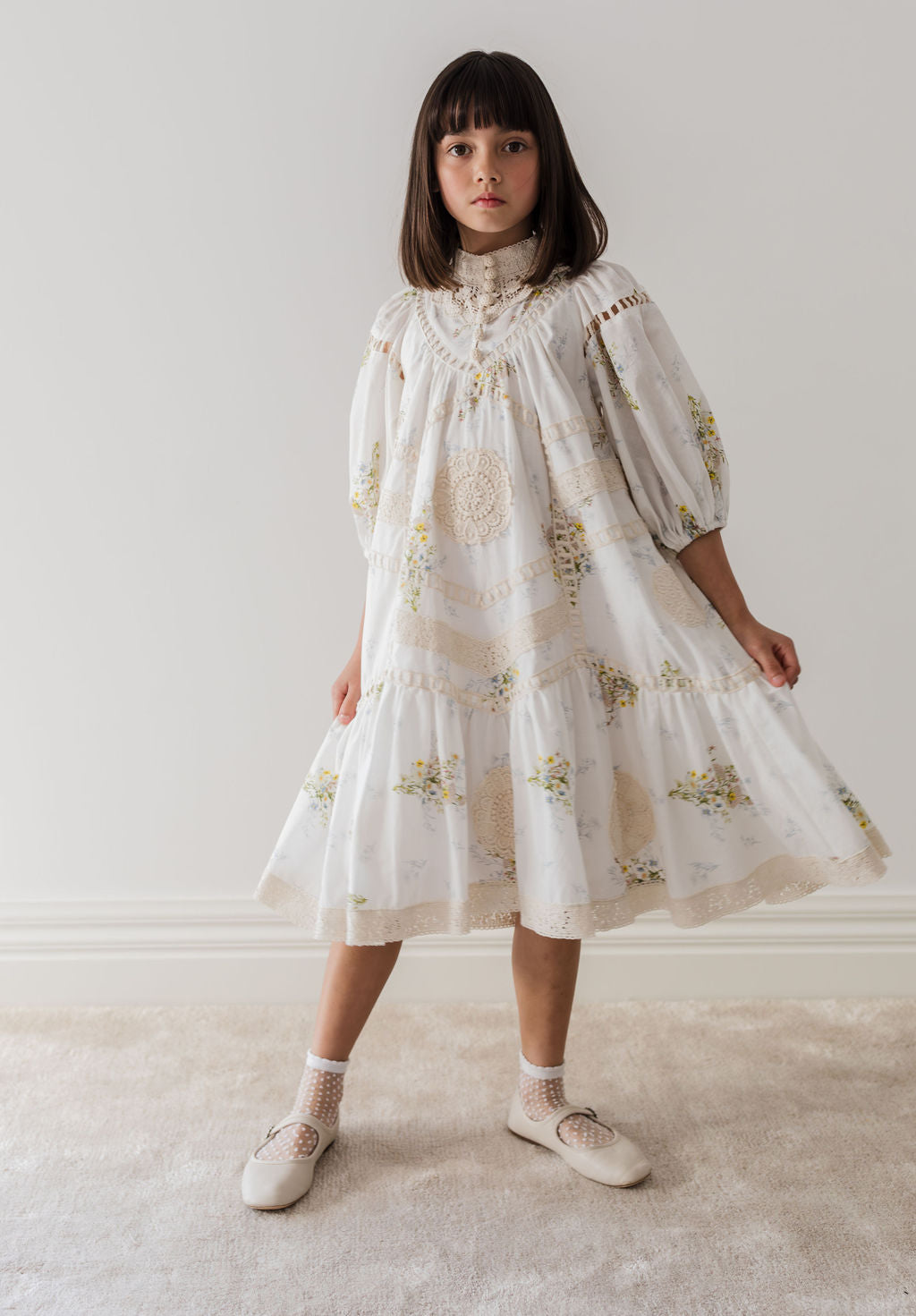 Doily Applique Voile  Dress