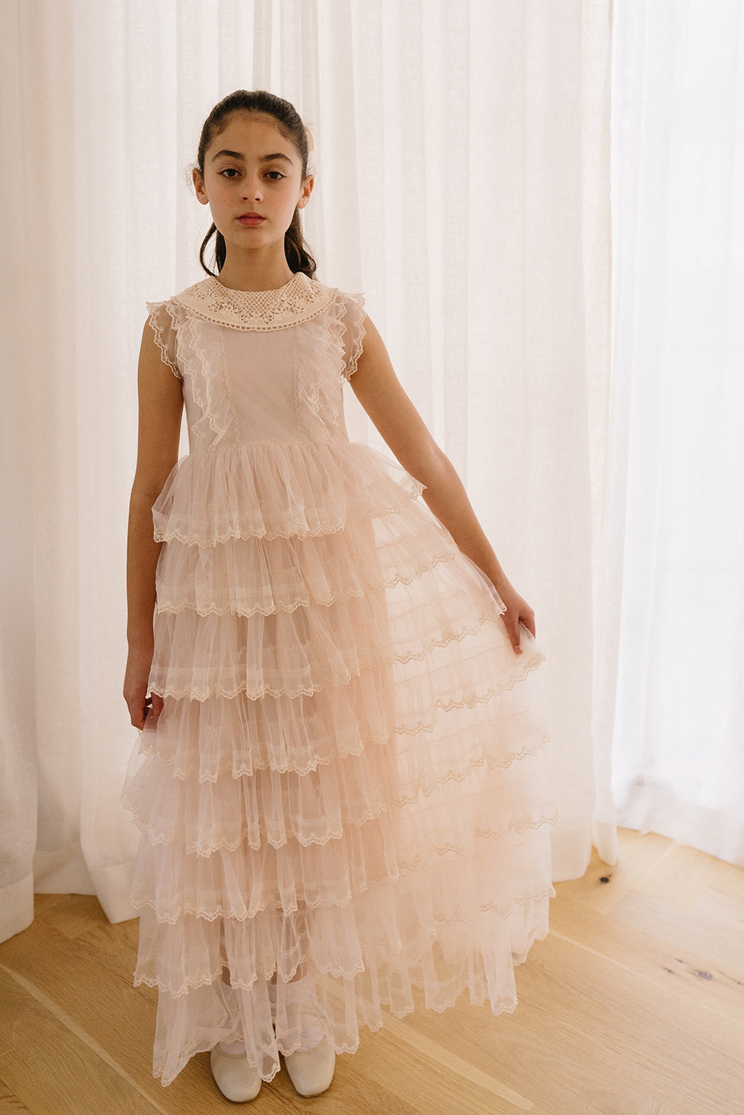 Crochet Collar Tulle Gown