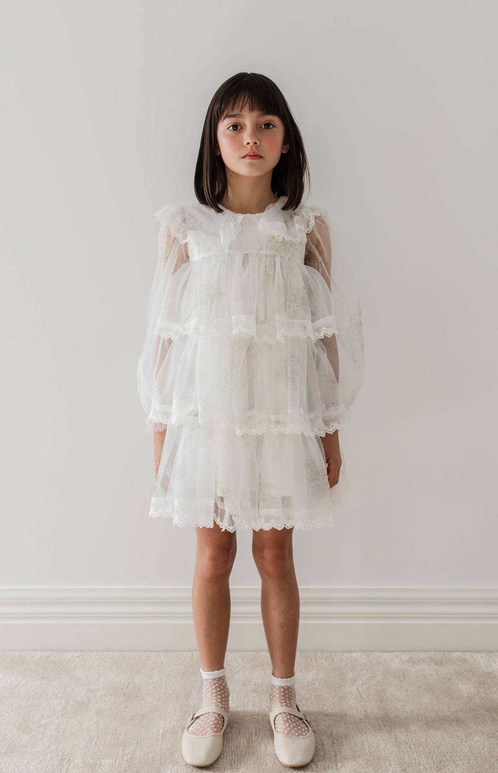Long Sleeve Spring Meadow Short Tulle Dress