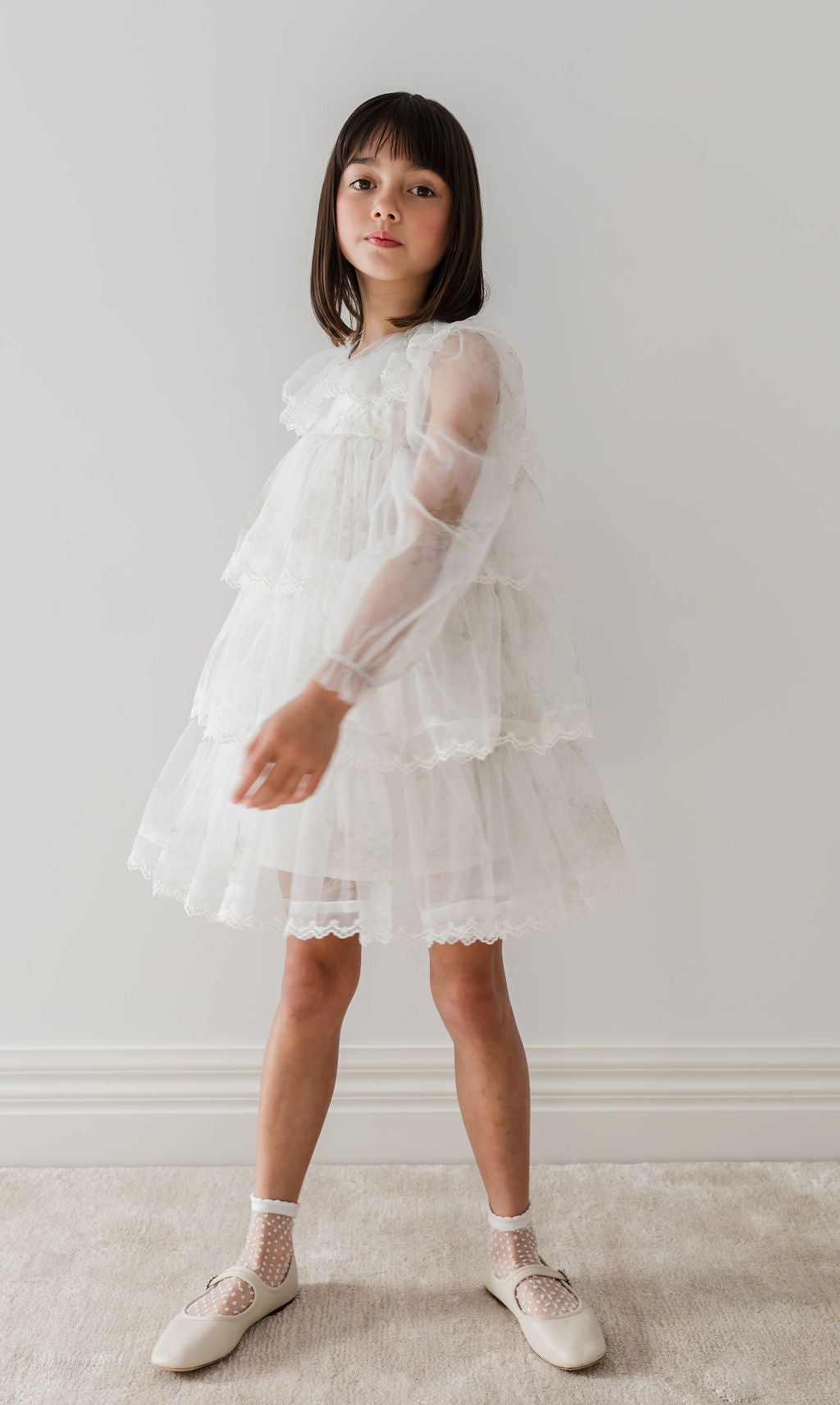 Long Sleeve Spring Meadow Short Tulle Dress