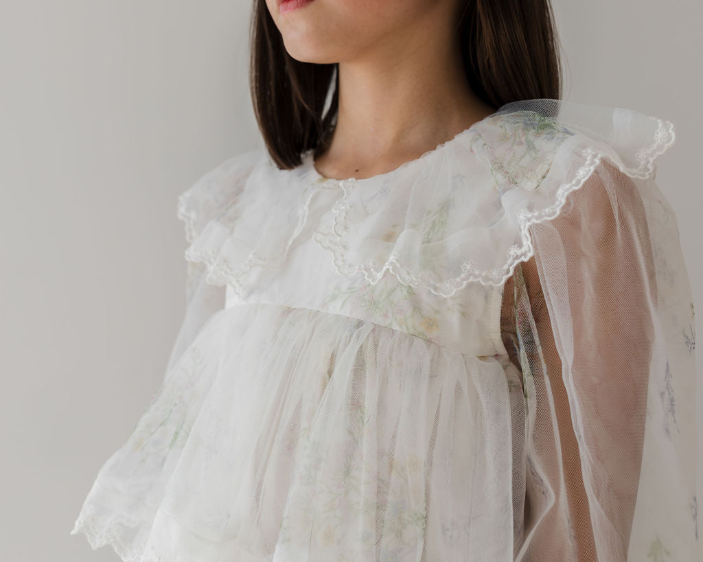 Long Sleeve Spring Meadow Short Tulle Dress