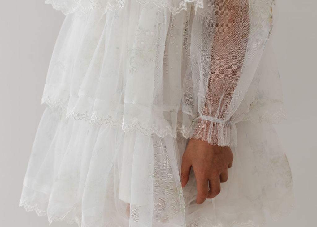 Long Sleeve Spring Meadow Short Tulle Dress