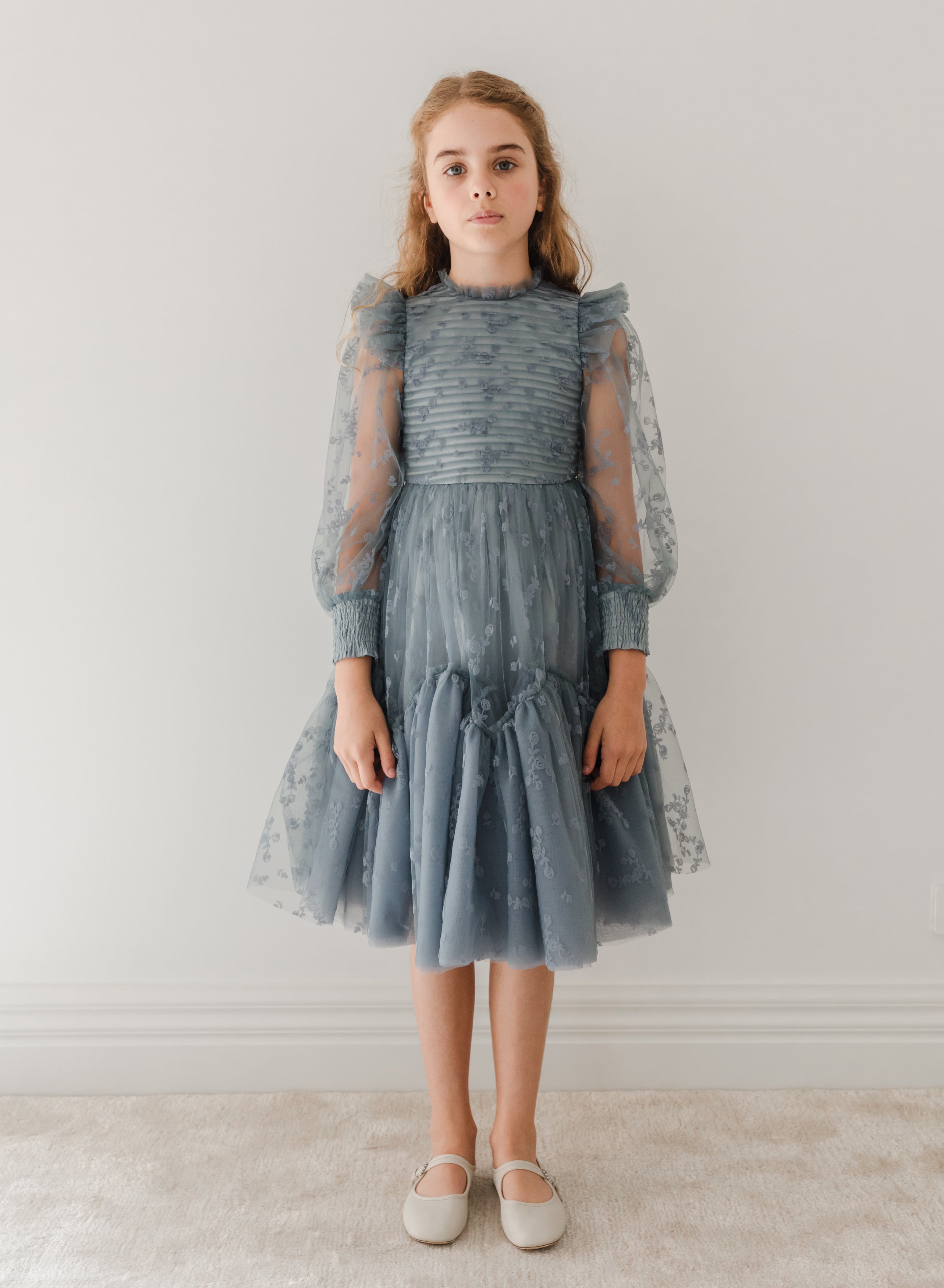 Flocked Velvet Tulle Dress
