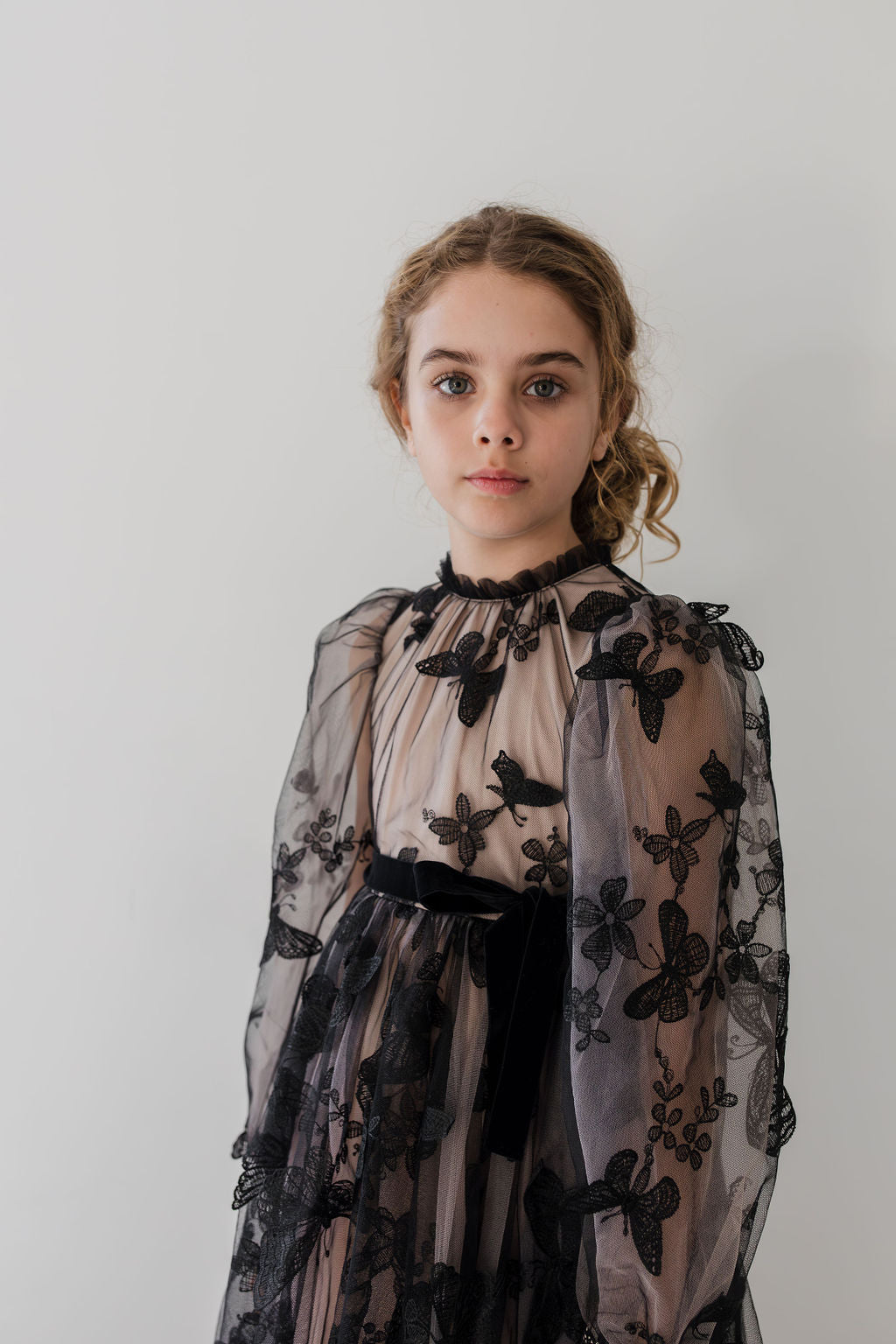 Butterfly Tulle Gown with Nude Lining