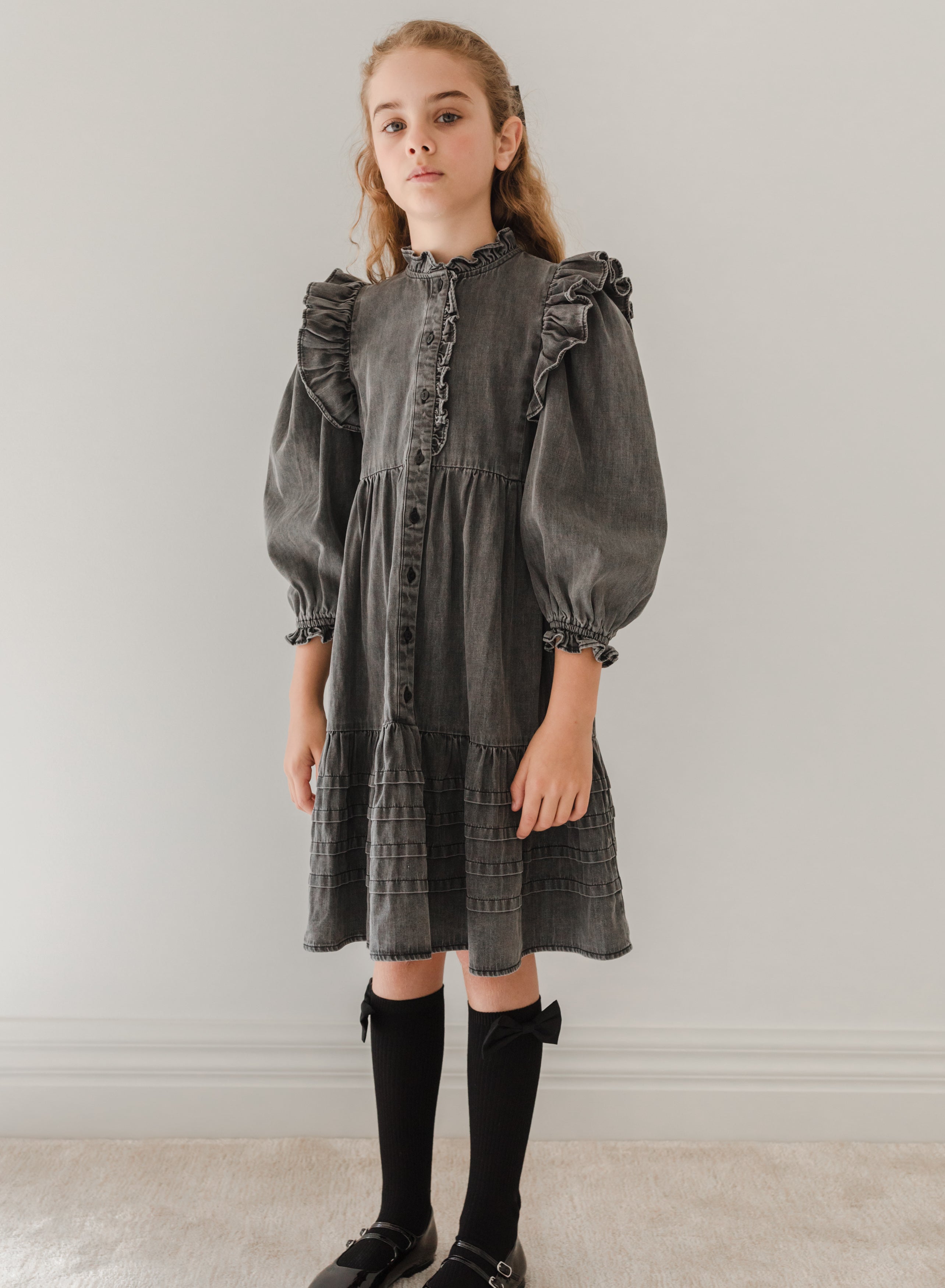 Chambray Pintuck Dress