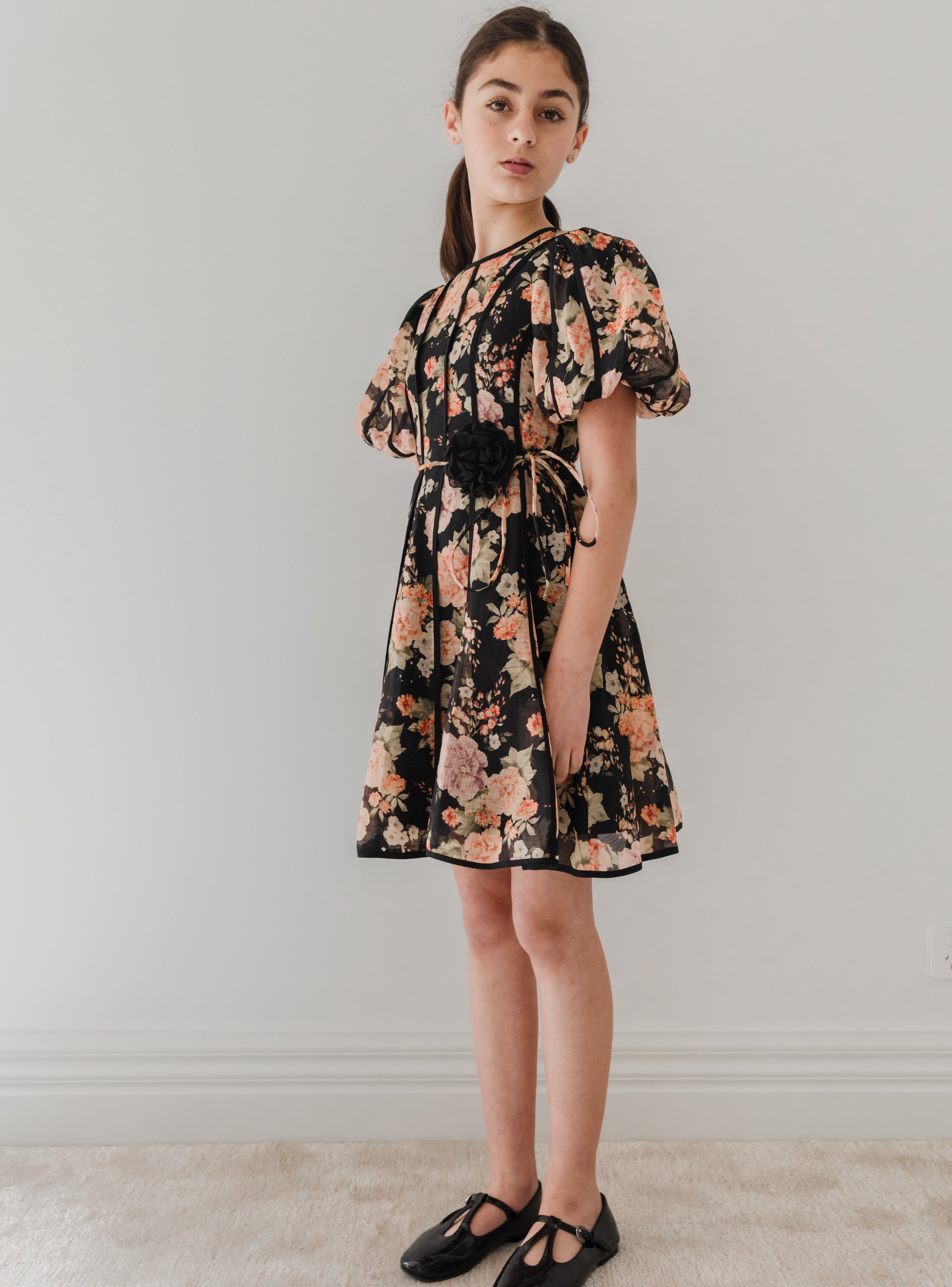 Vintage Bloom Print Linen Panel Dress