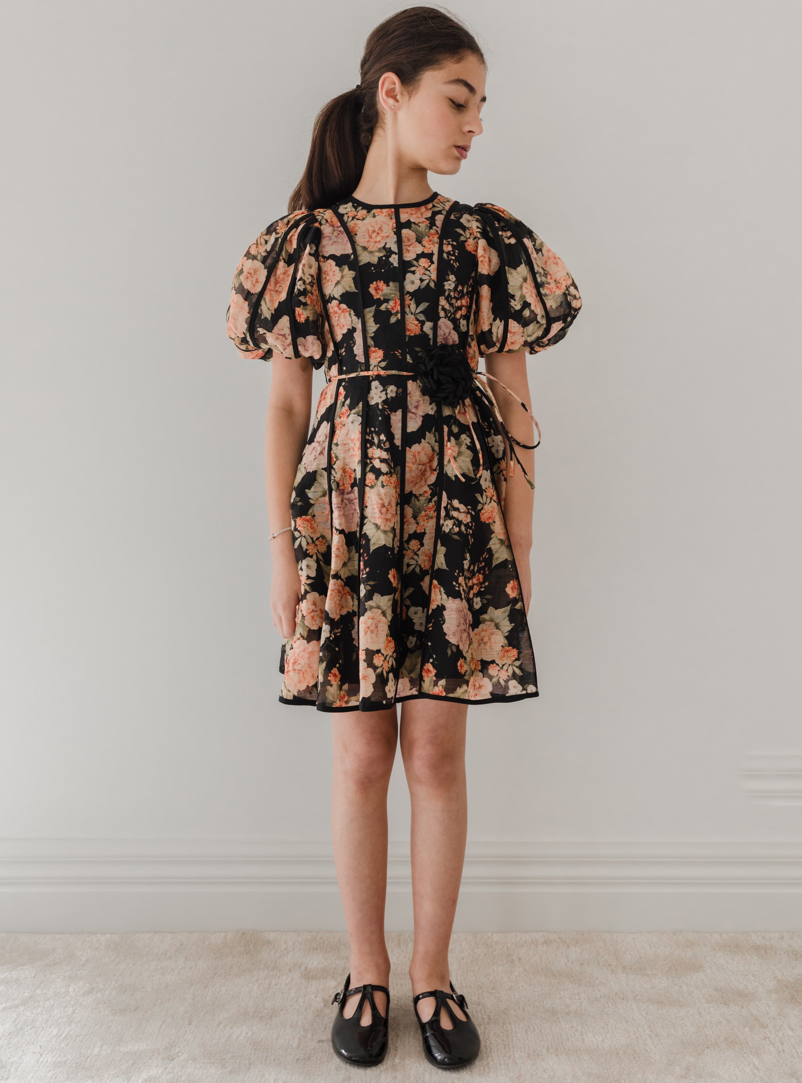 Vintage Bloom Print Linen Panel Dress