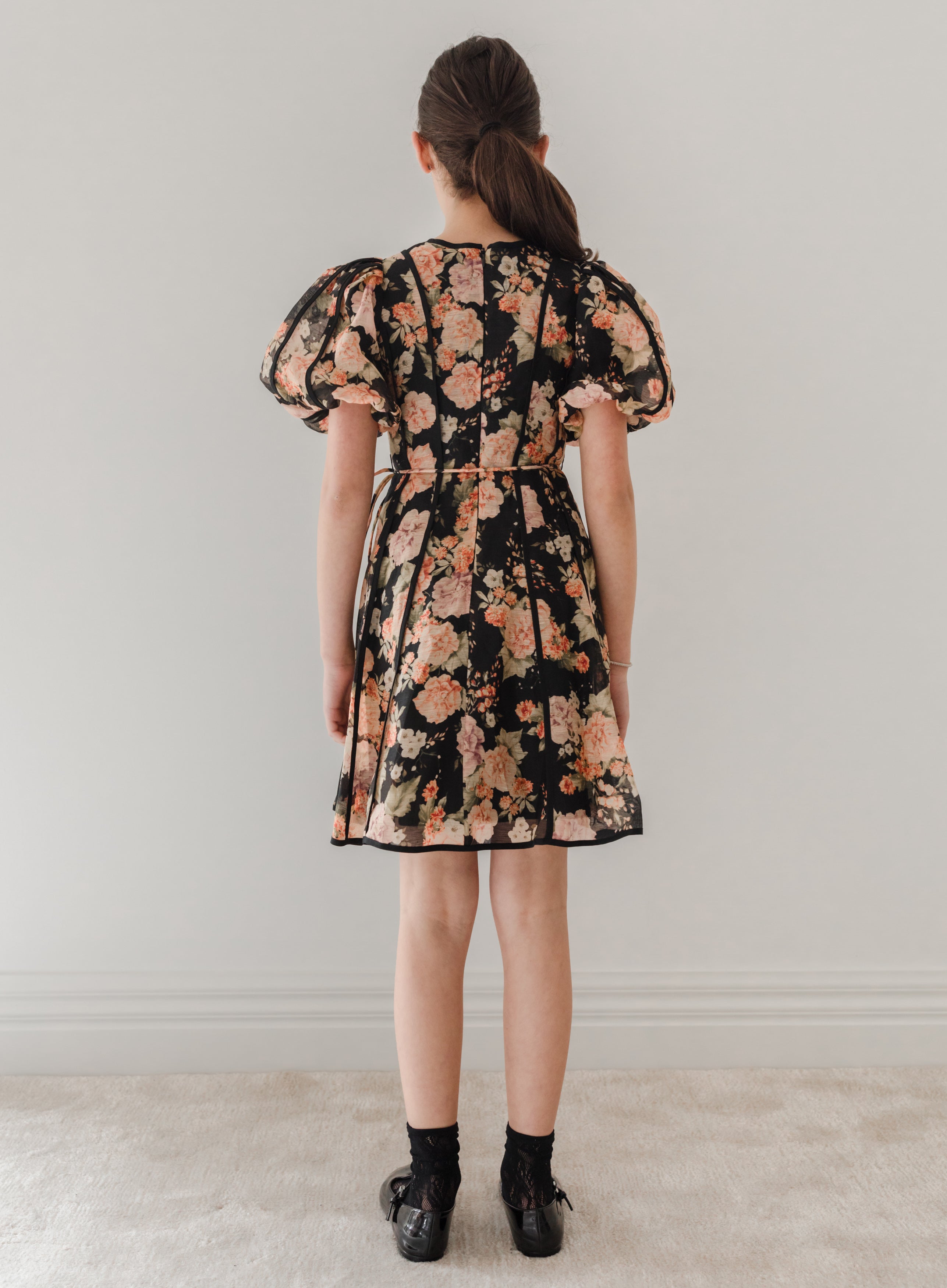 Vintage Bloom Print Linen Panel Dress