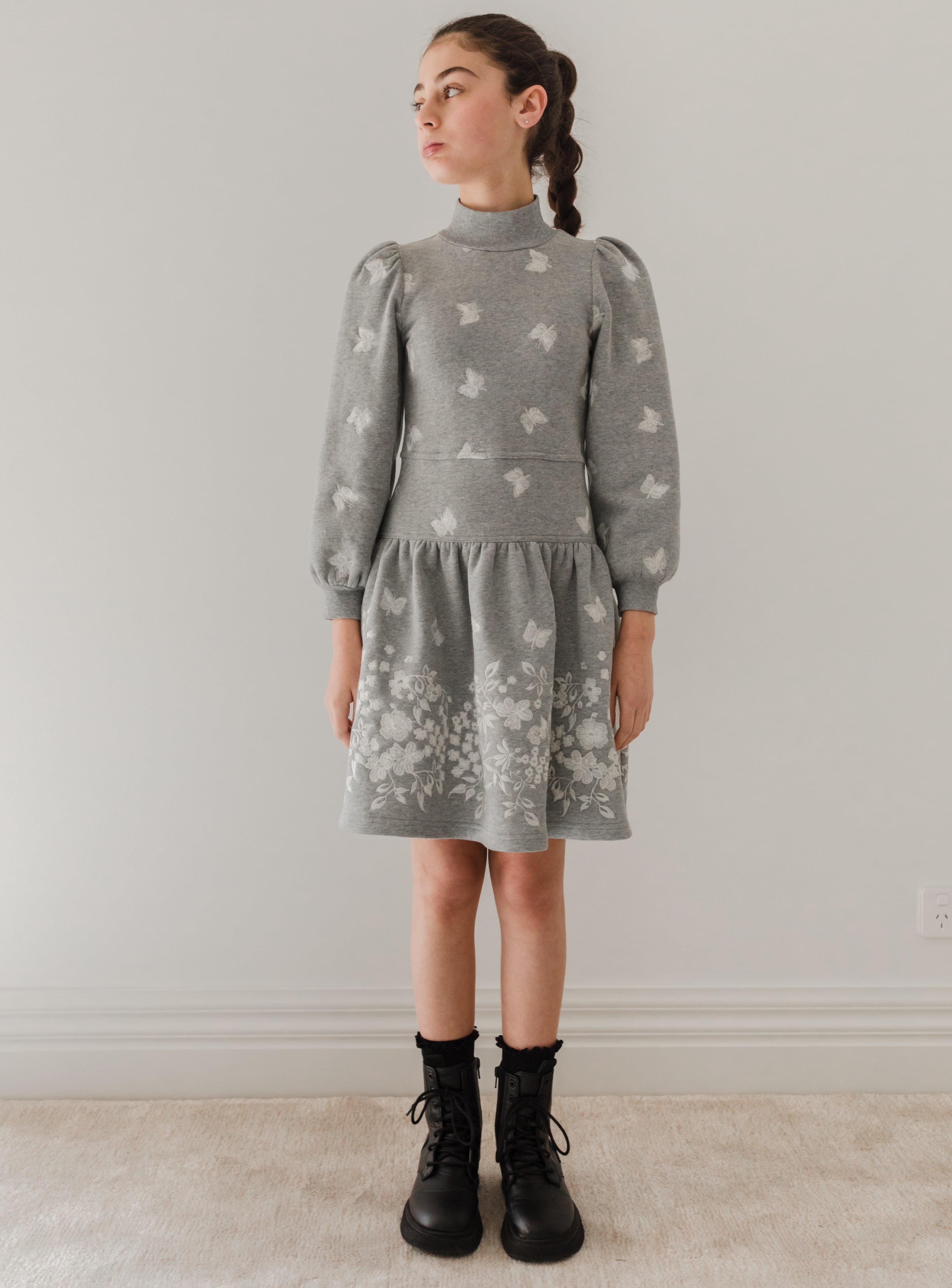 Embroidered Butterfly Sweat Dress