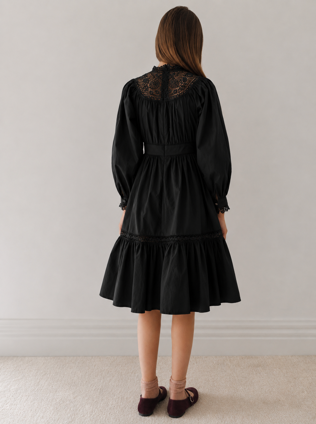 Poplin Applique Midi Dress