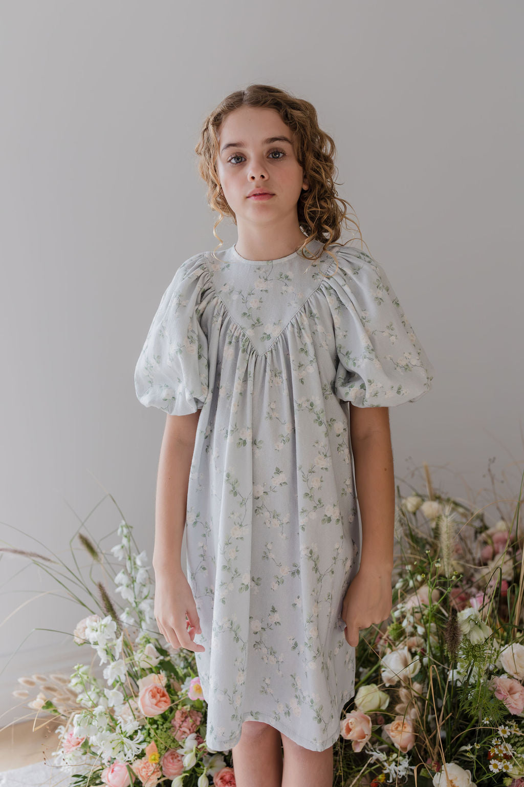 Printed Denim Smock Dress