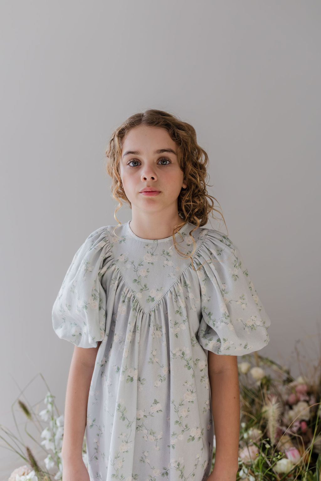 Printed Denim Smock Dress