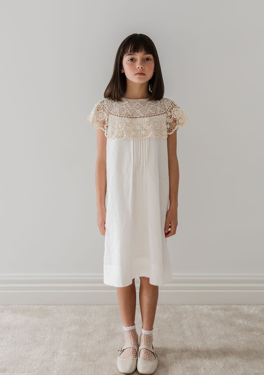 Crochet Cape Linen Dress