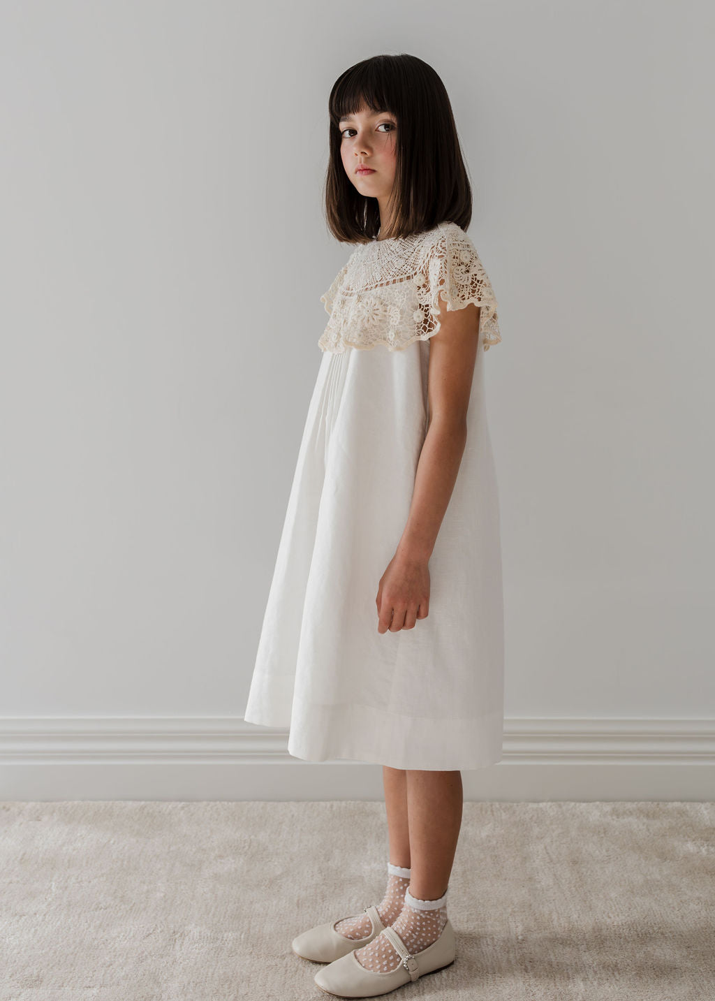 Crochet Cape Linen Dress