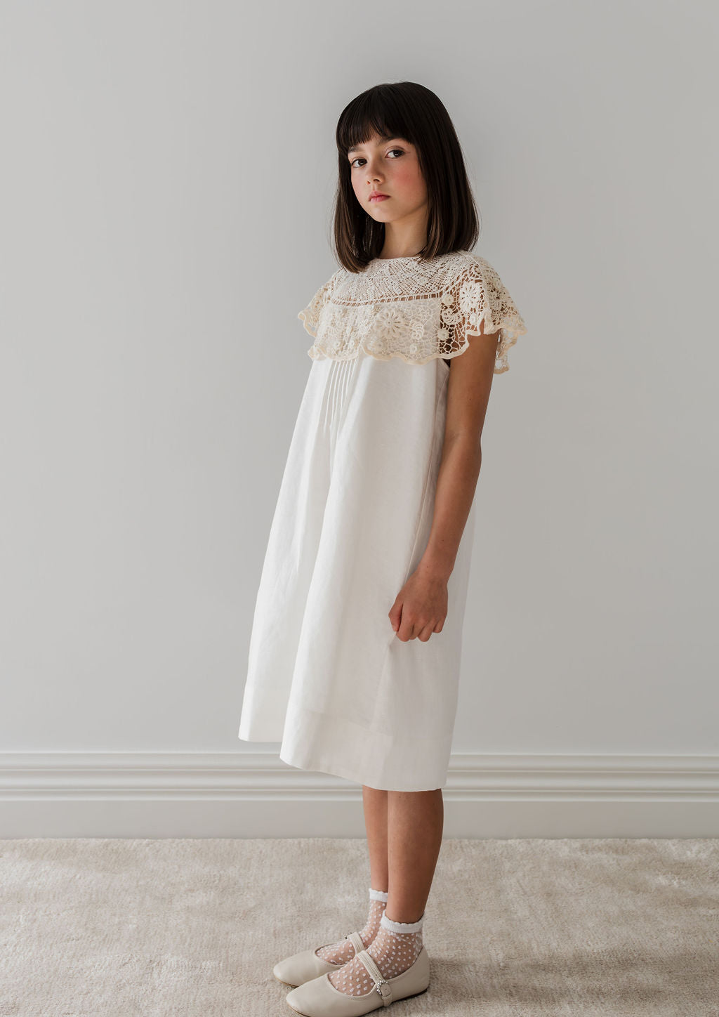 Crochet Cape Linen Dress