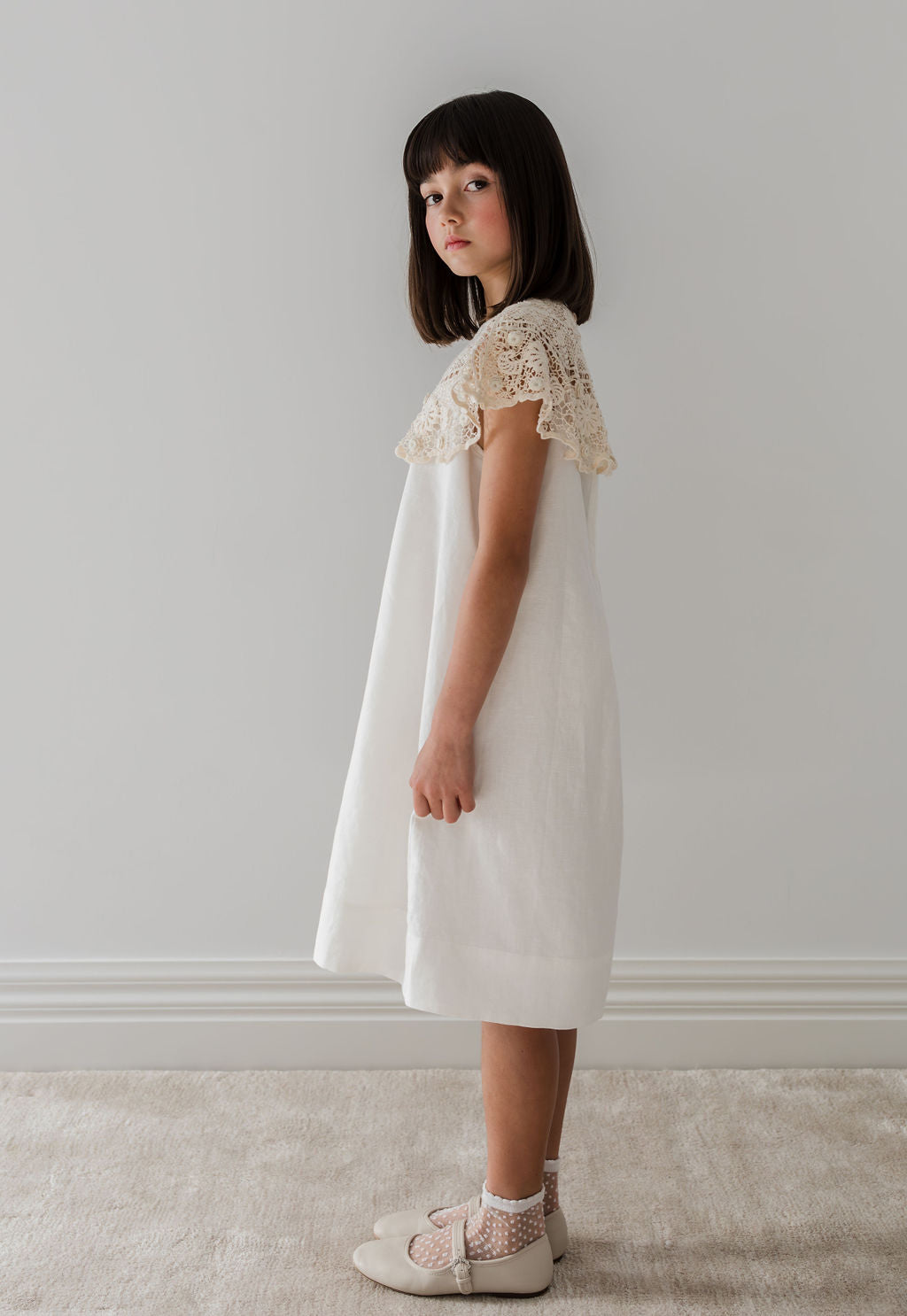 Crochet Cape Linen Dress